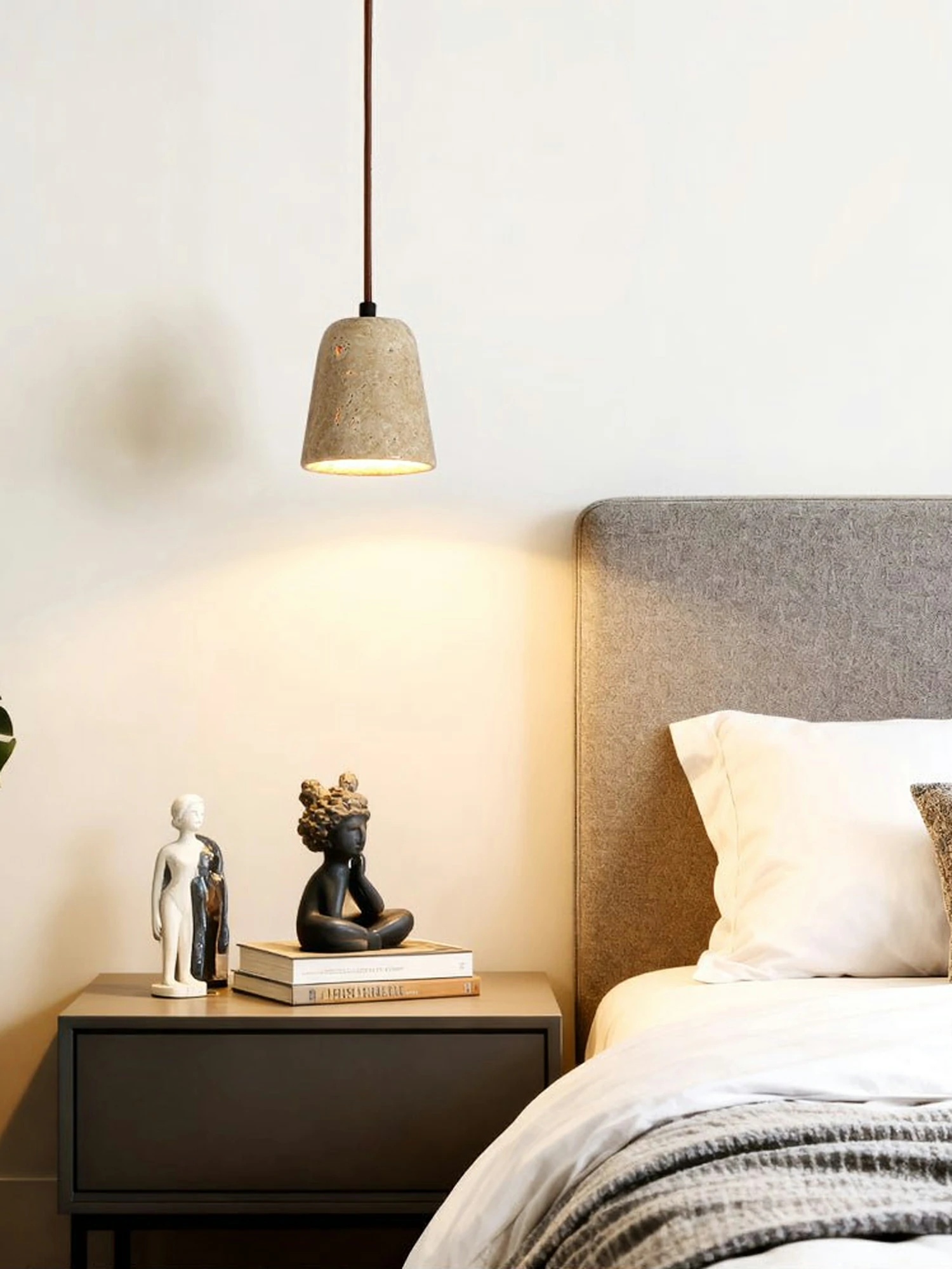 Earthy Travertine Cone Pendant Light - Image 4