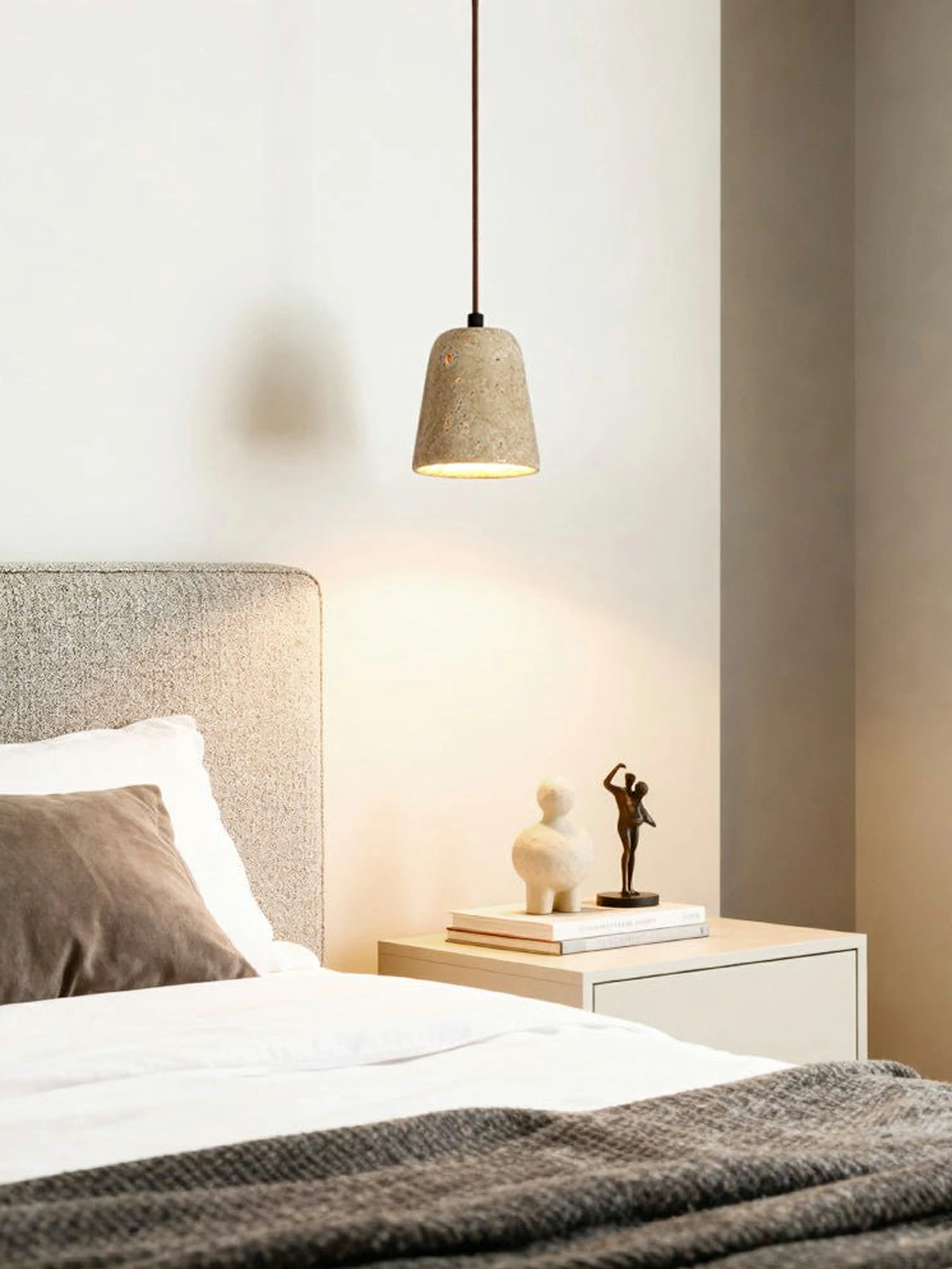 Earthy Travertine Cone Pendant Light - Image 5