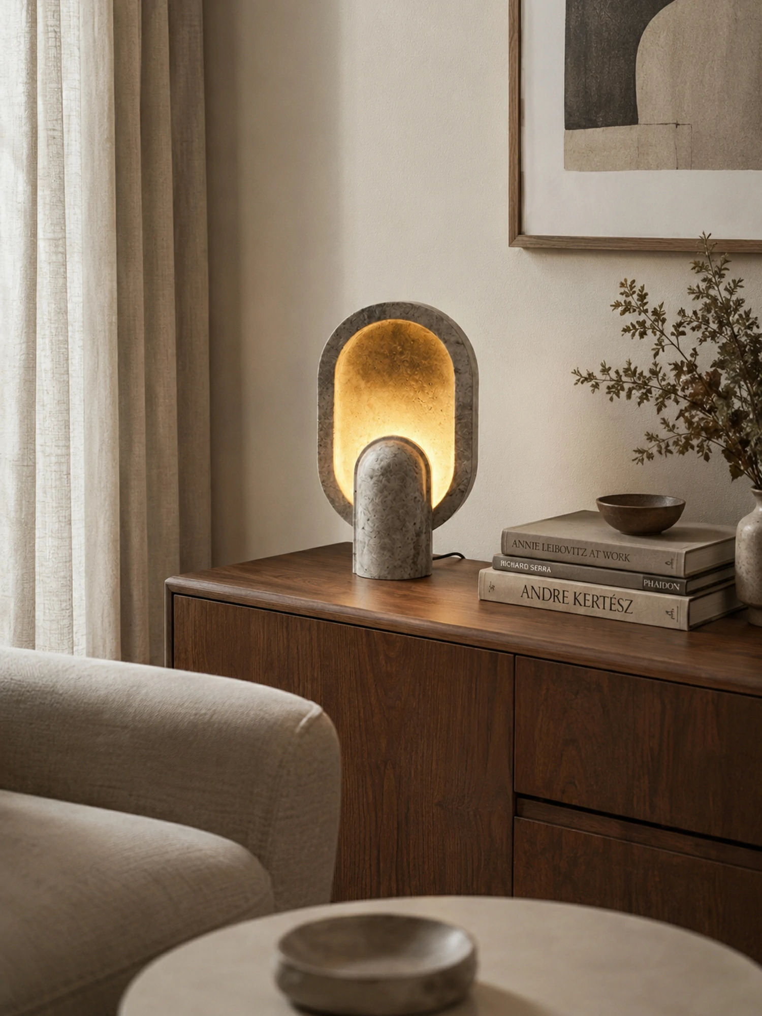 Eclipse Travertine Table Lamp - Image 3