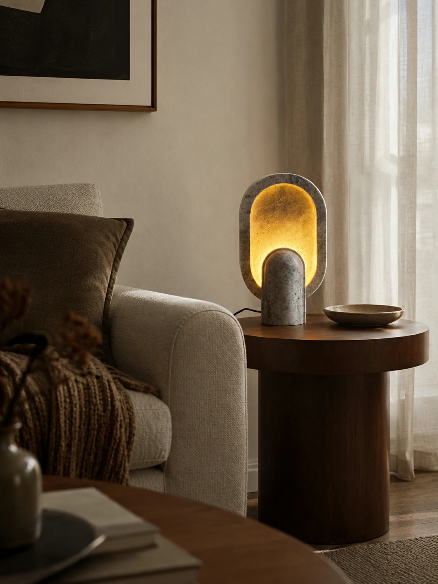 Eclipse Travertine Table Lamp - Image 4