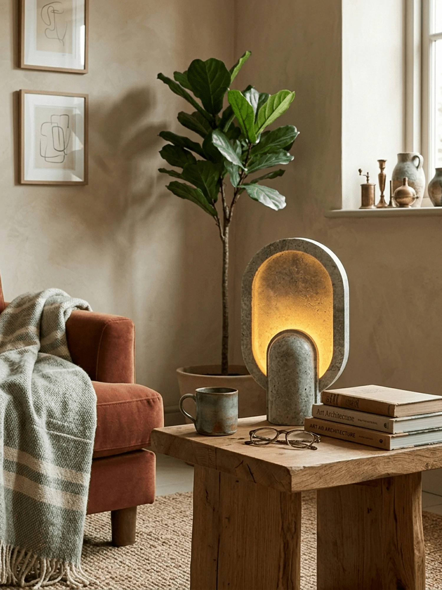 Eclipse Travertine Table Lamp - Image 2