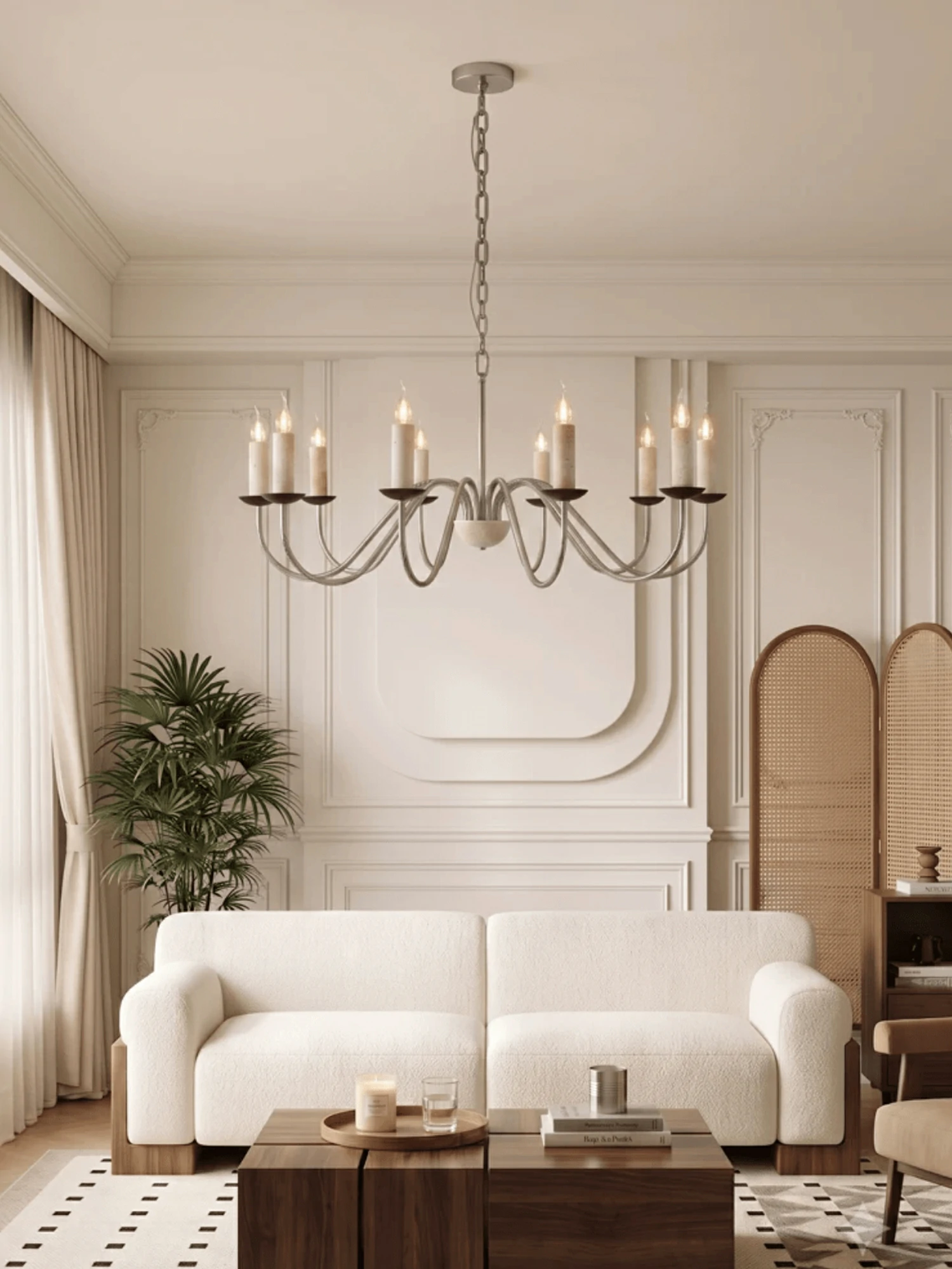 Edris Travertine Candle Chandelier - Image 2