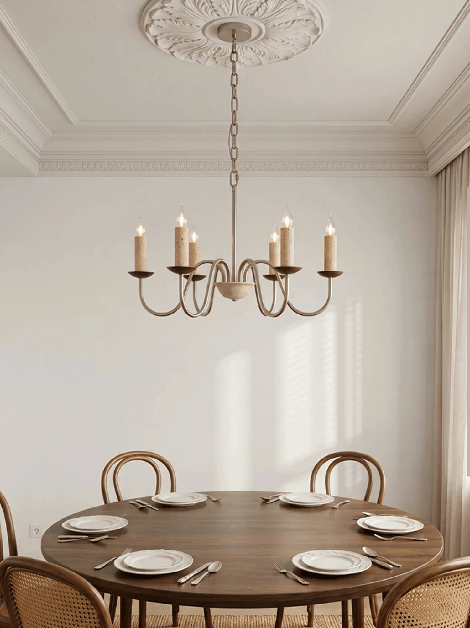 Edris Travertine Candle Chandelier - Image 6