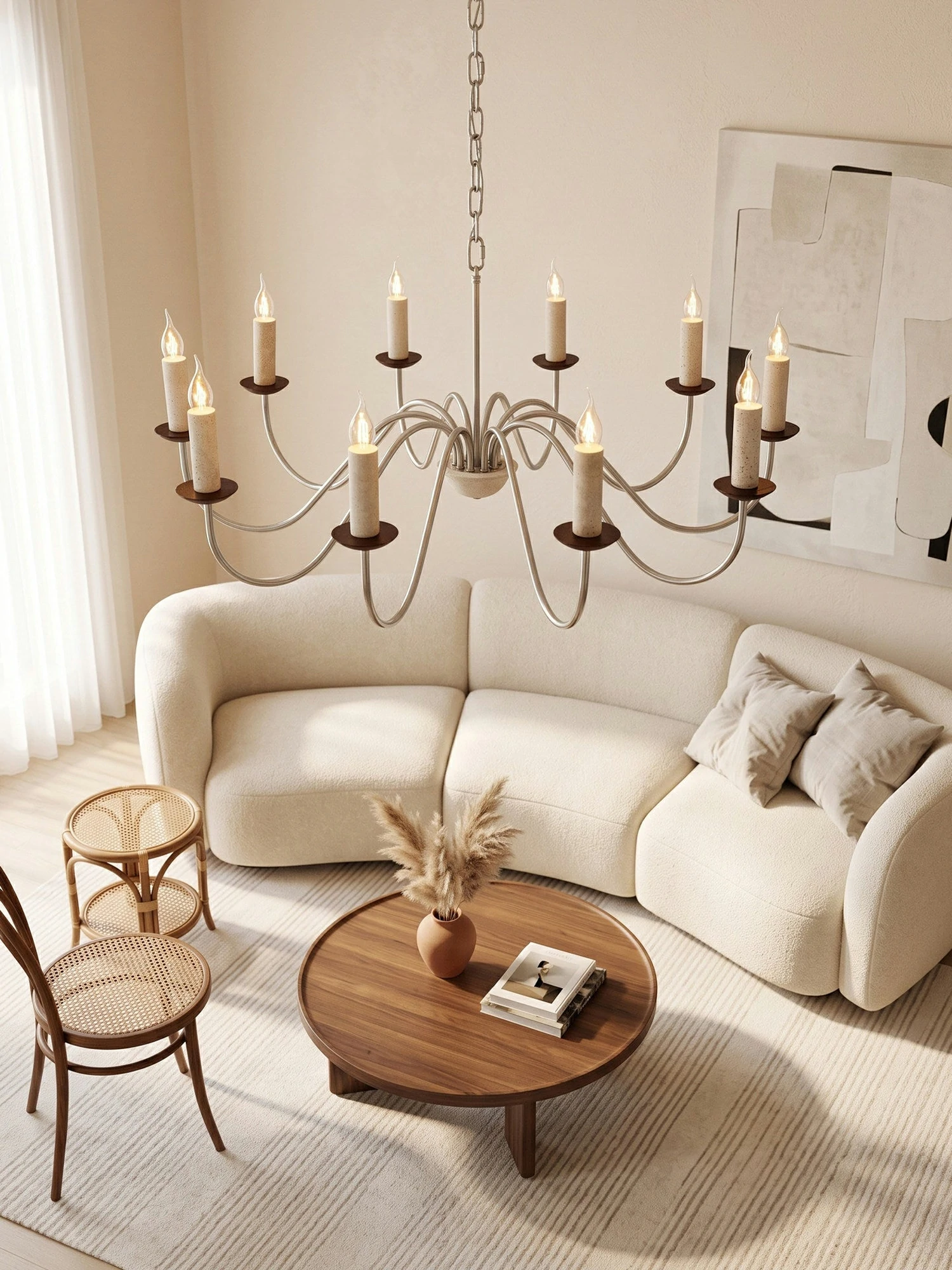 Edris Travertine Candle Chandelier - Image 8