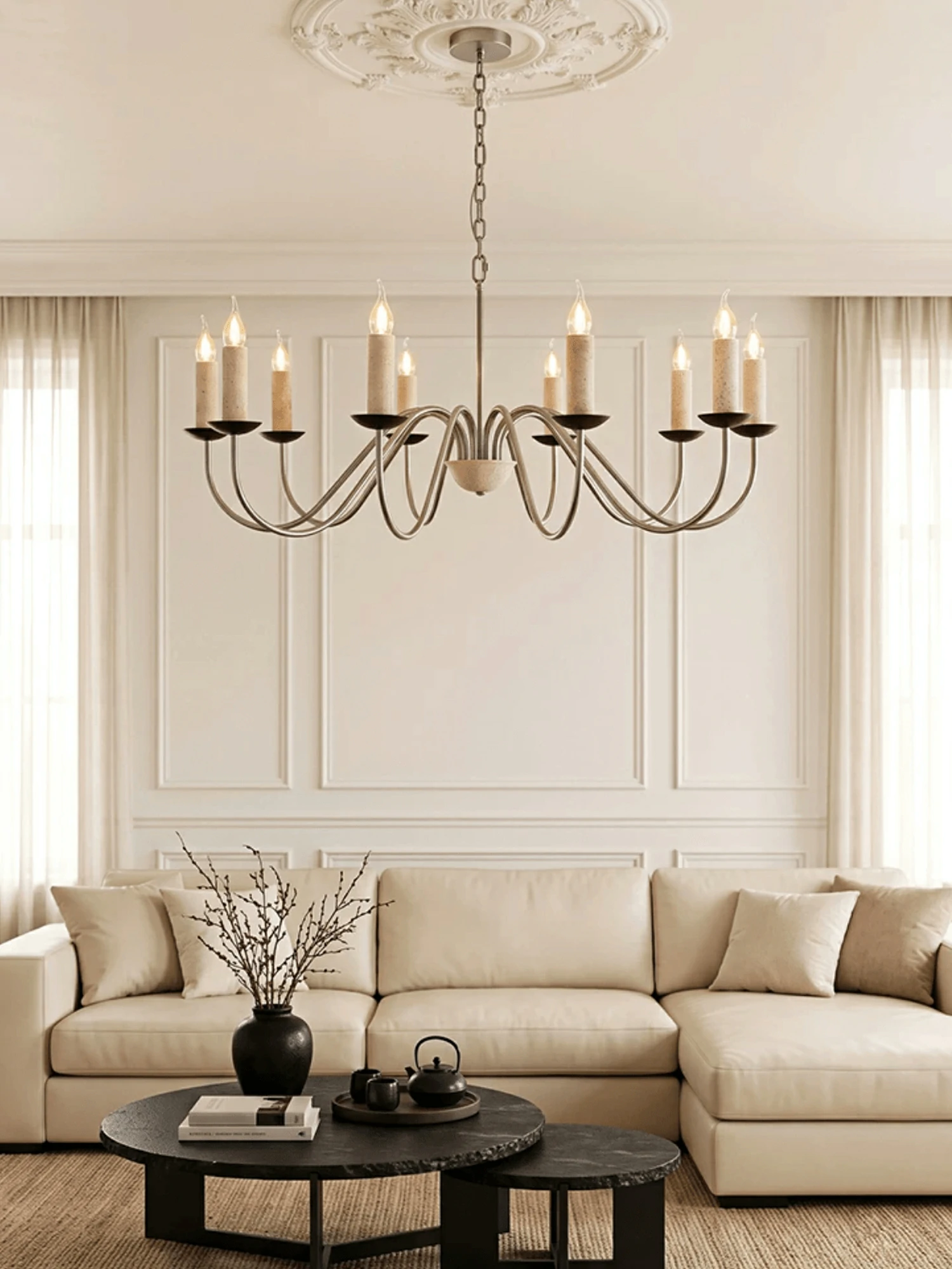 Edris Travertine Candle Chandelier - Image 5