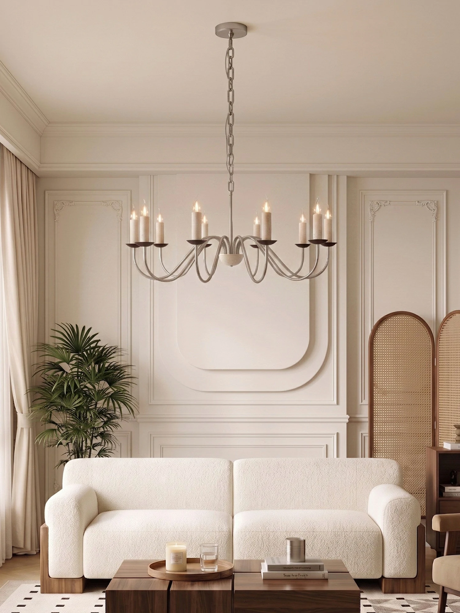 Edris Travertine Candle Chandelier - Image 4