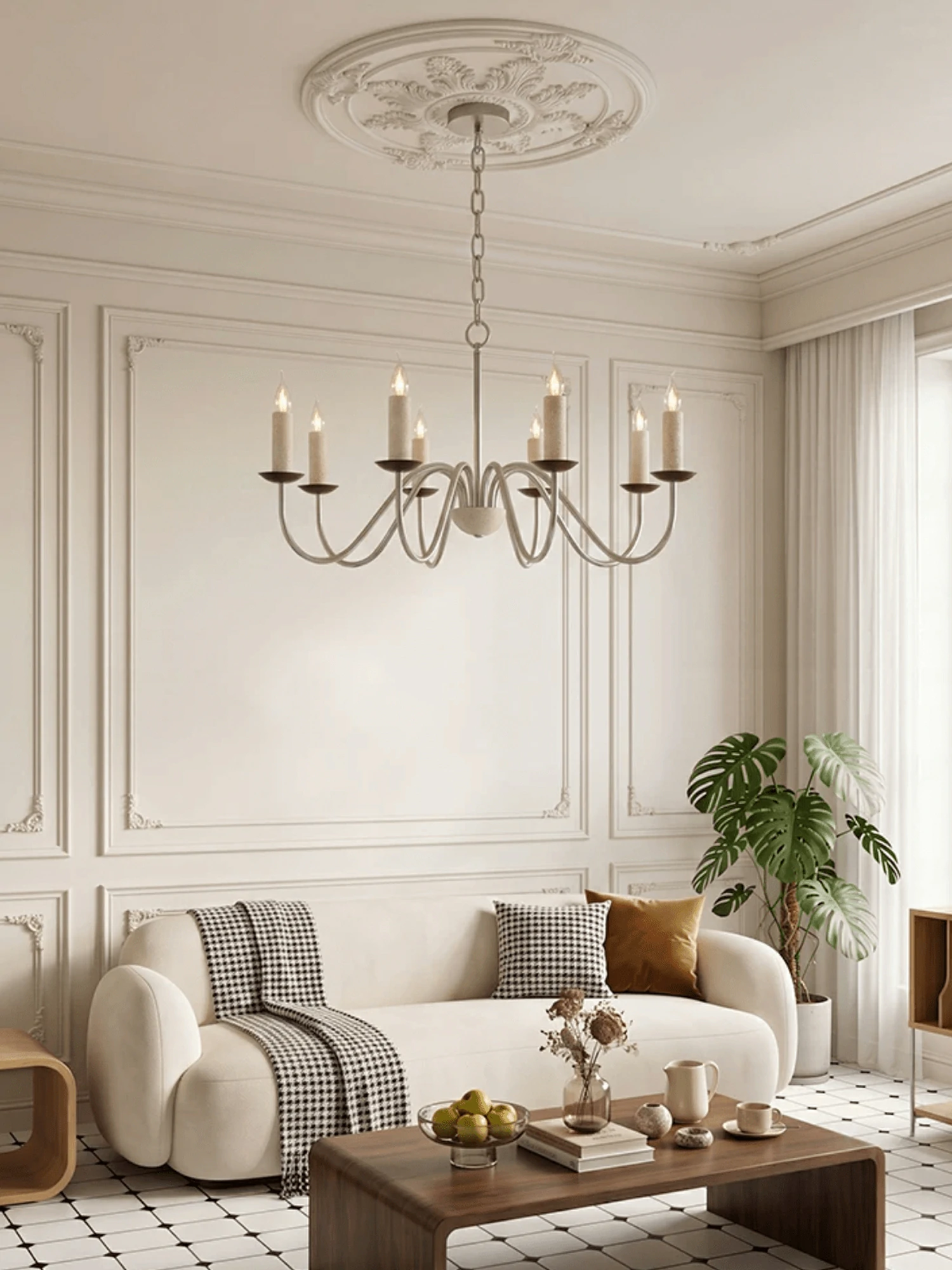 Edris Travertine Candle Chandelier - Image 3
