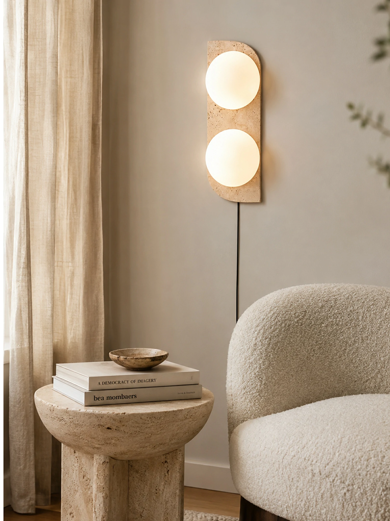 Elysian Travertine Plug-in Wall Light - Image 6