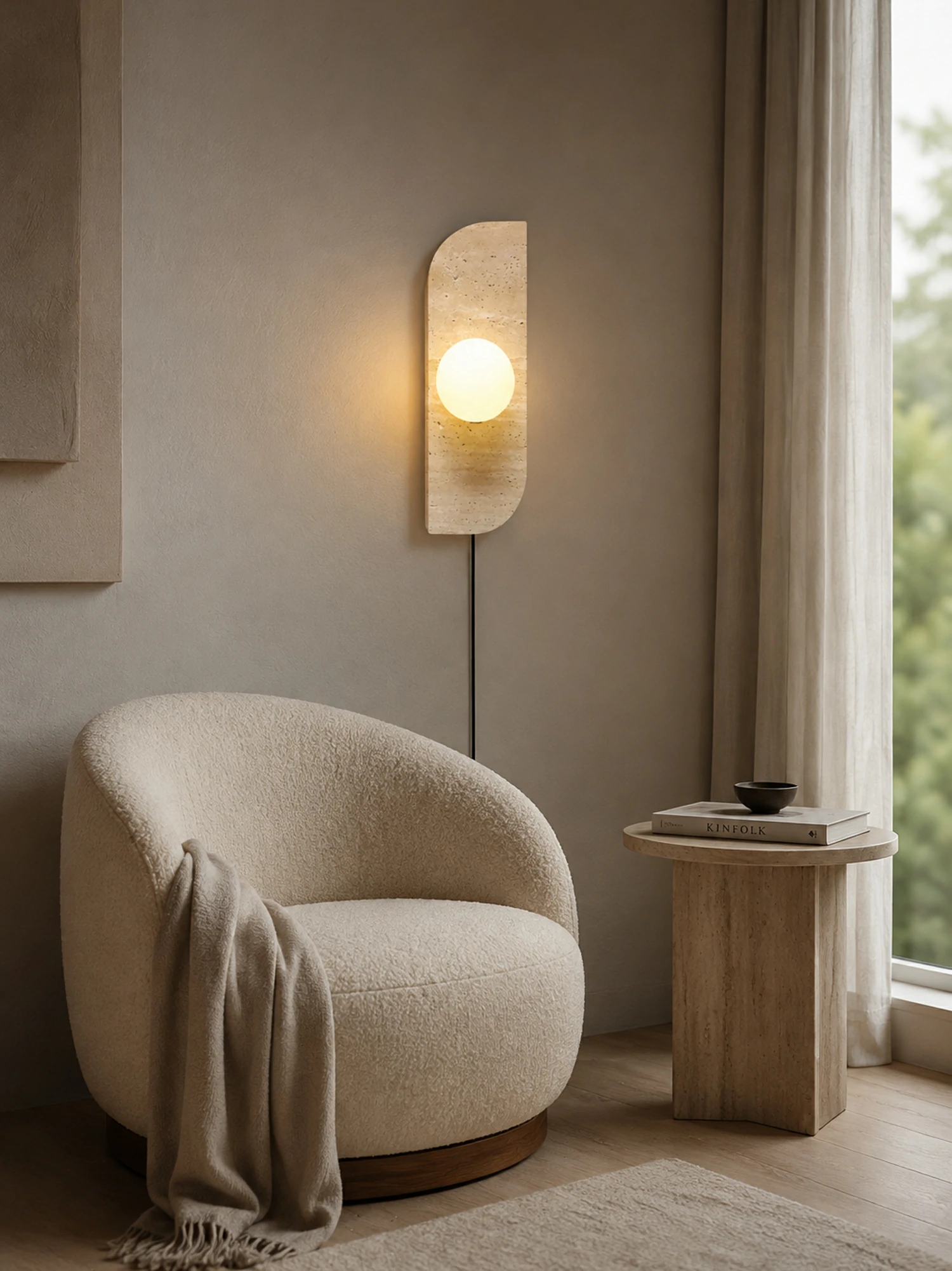 Elysian Travertine Plug-in Wall Light - Image 9