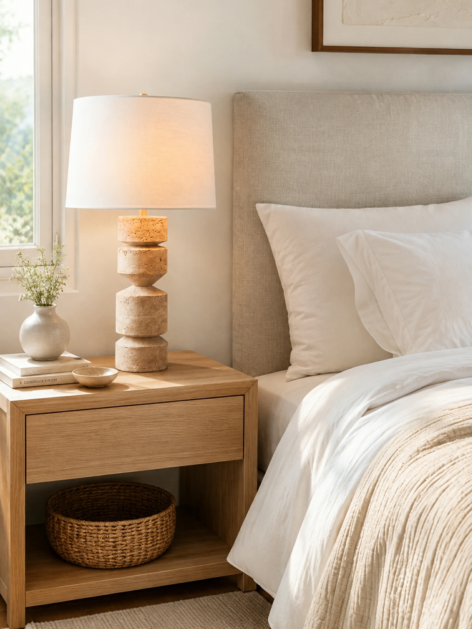 Geometric Travertine Table Lamp - Image 8