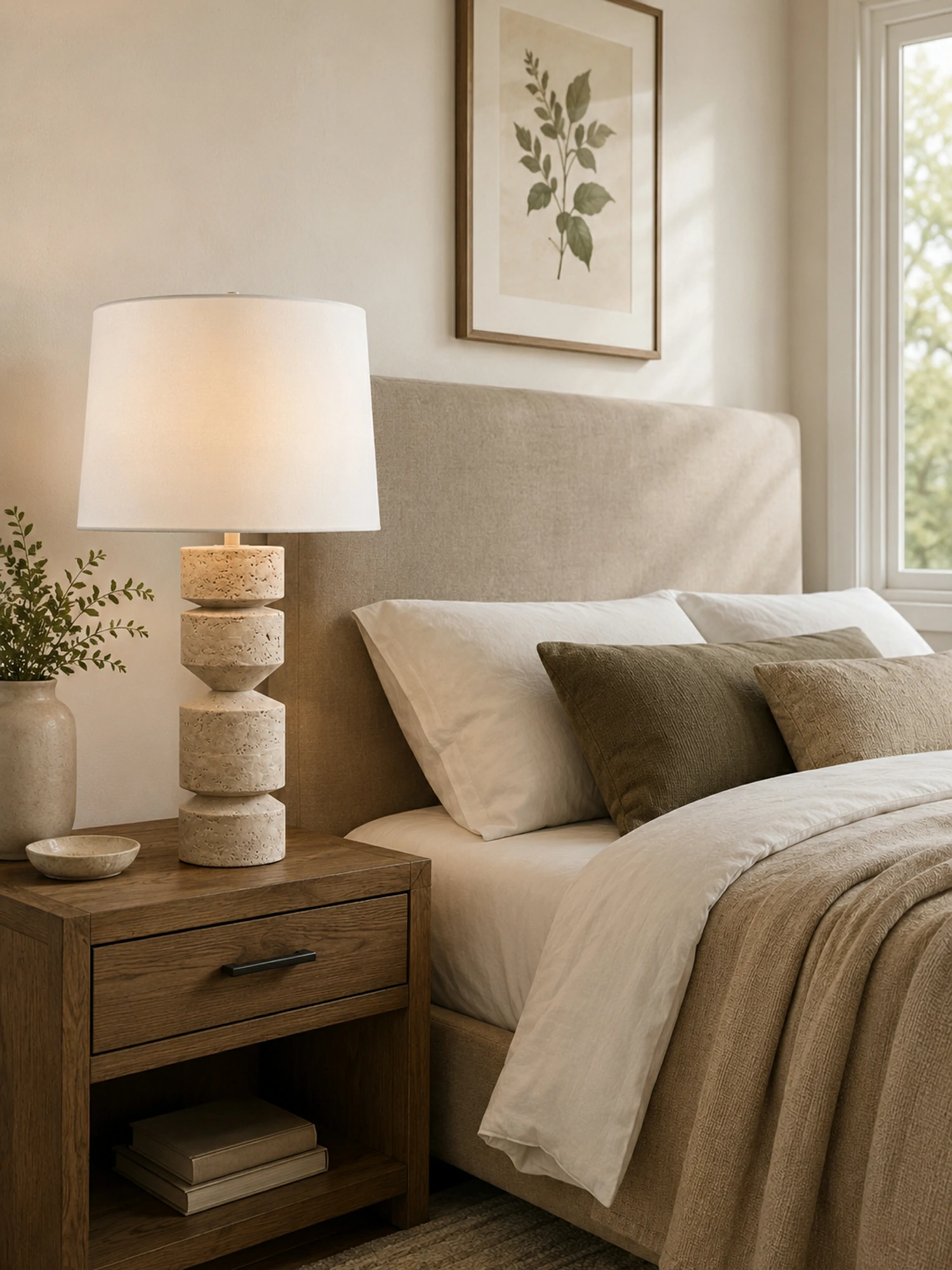 Geometric Travertine Table Lamp - Image 3