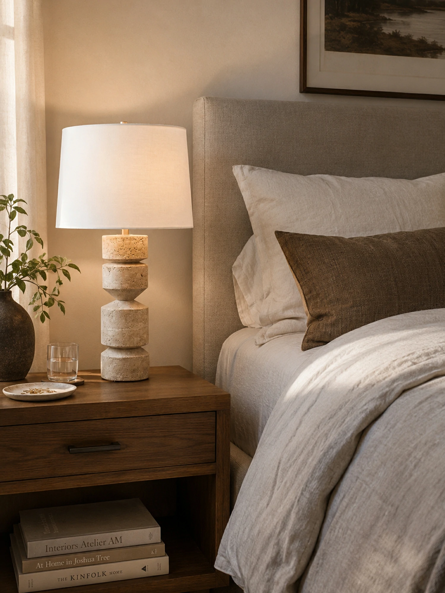 Geometric Travertine Table Lamp - Image 5