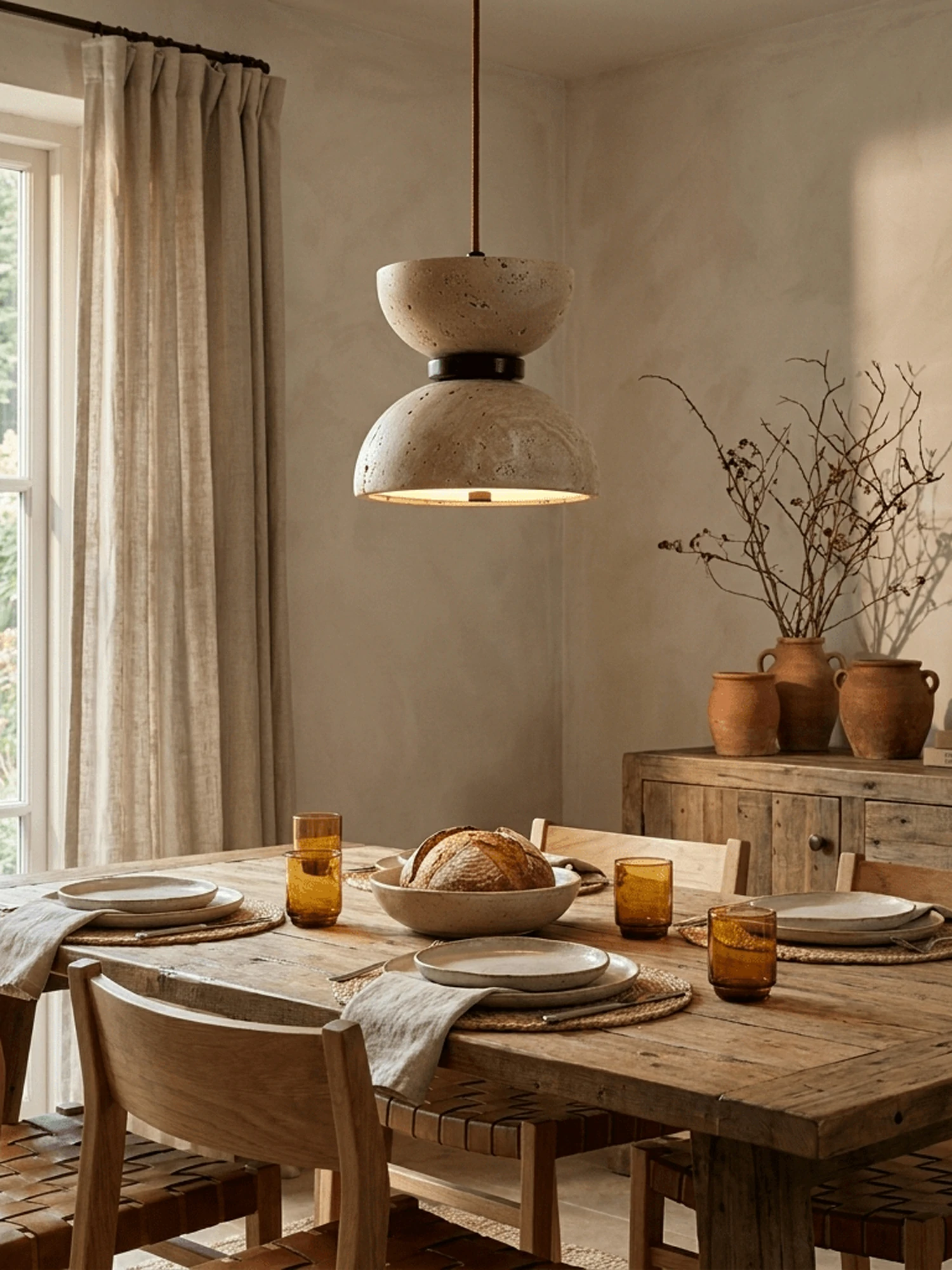 Hourglass Travertine Pendant Lamp - Image 7