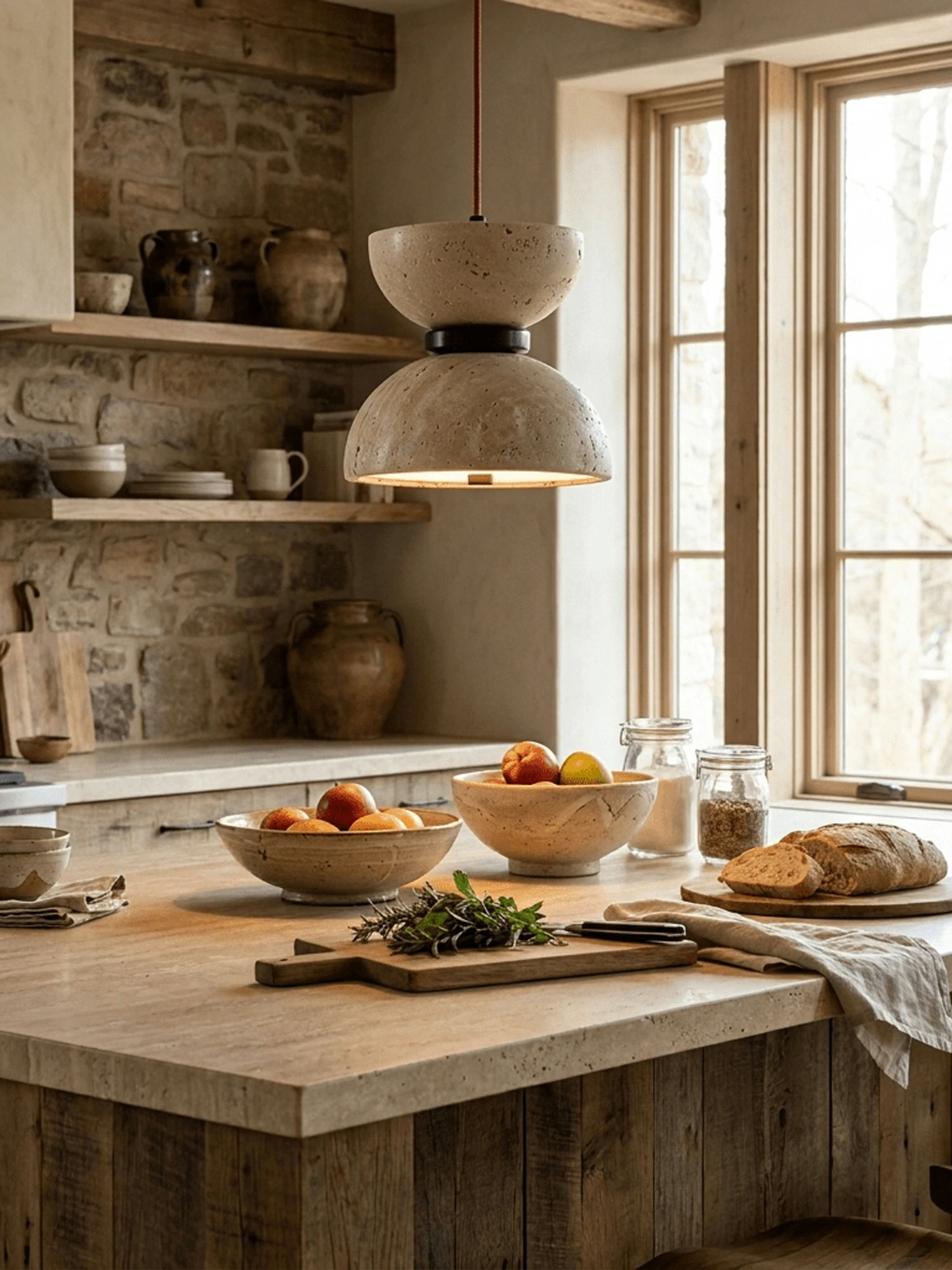 Hourglass Travertine Pendant Lamp - Image 8