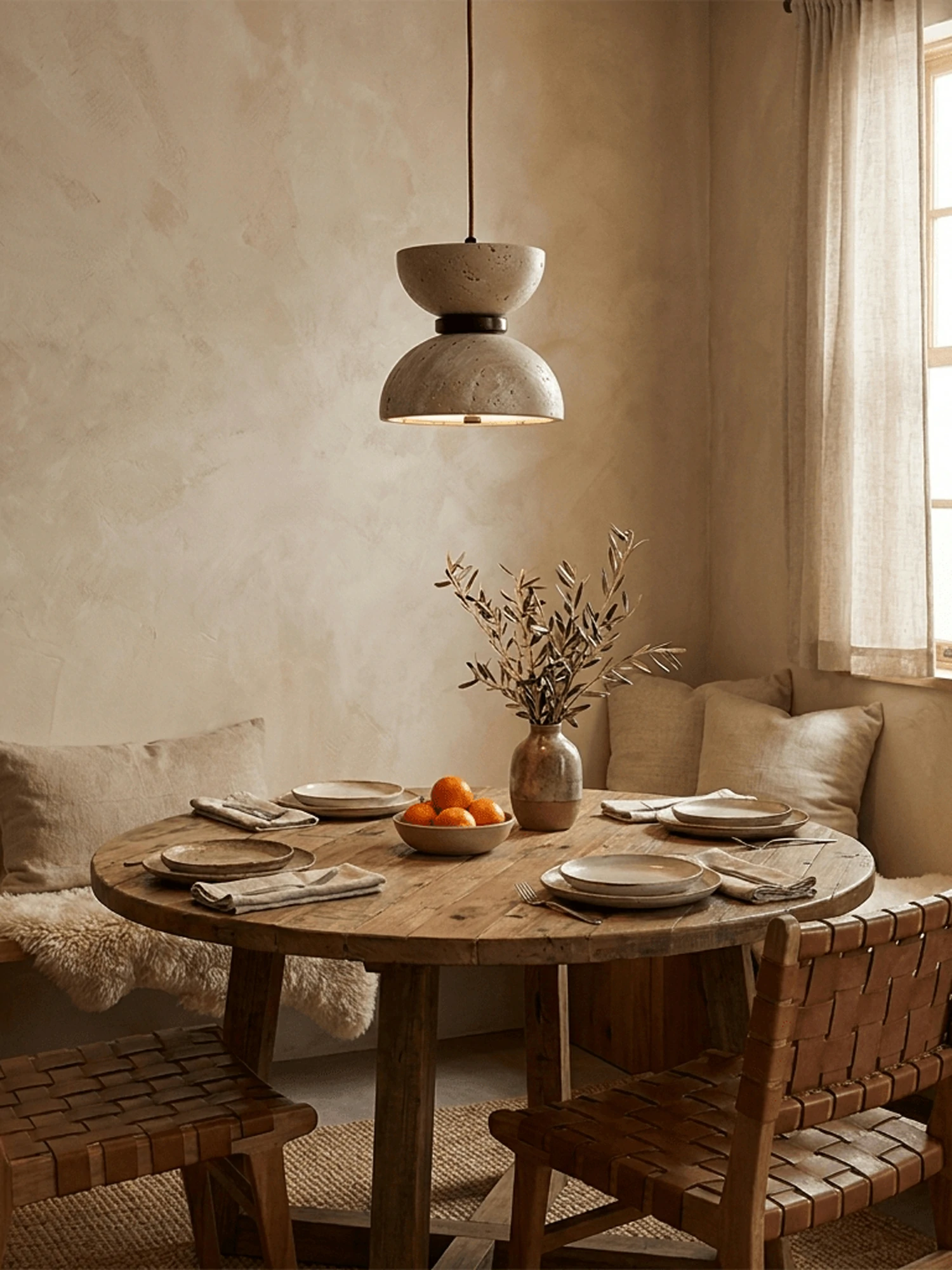 Hourglass Travertine Pendant Lamp - Image 9