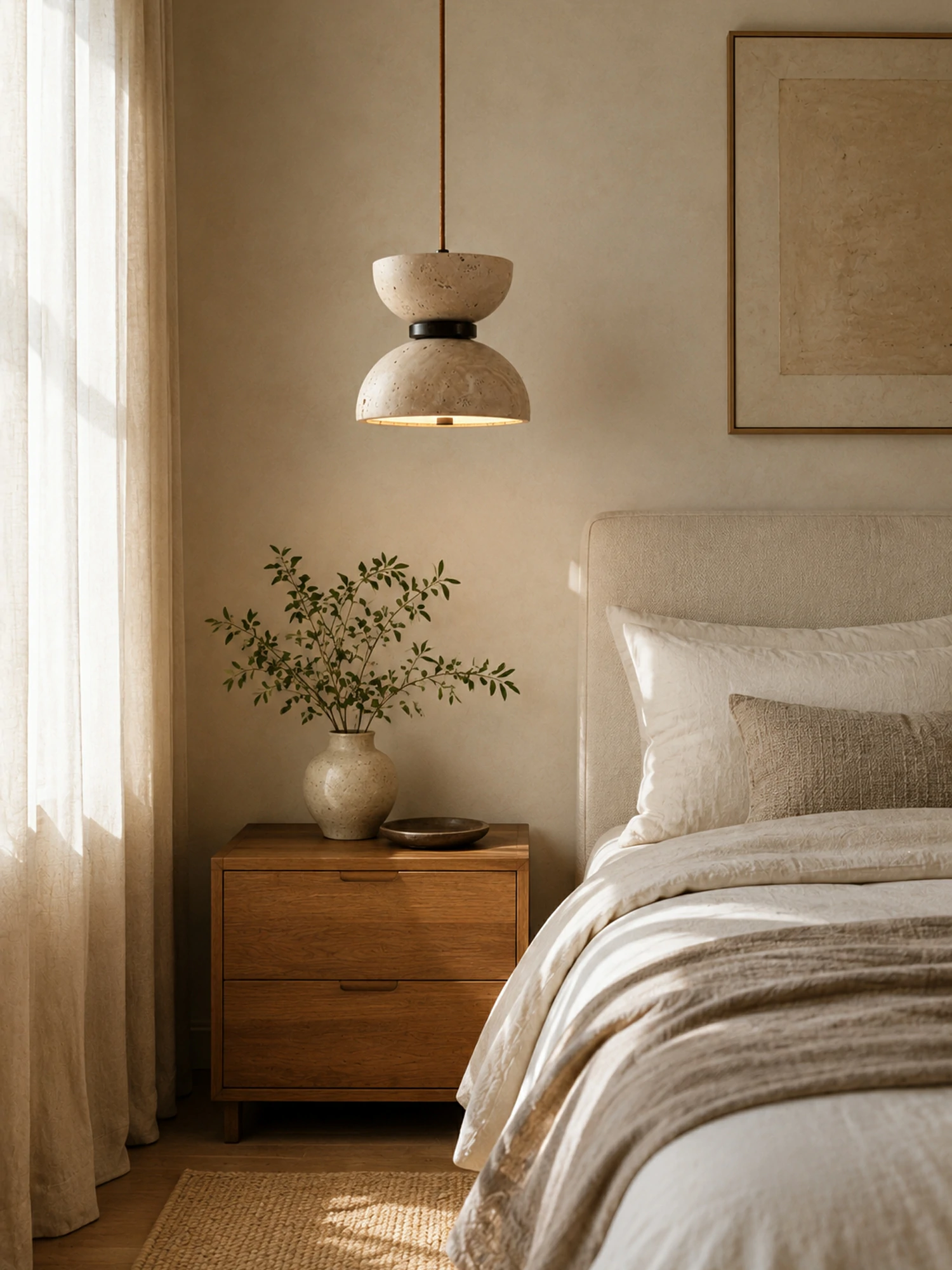 Hourglass Travertine Pendant Lamp - Image 4