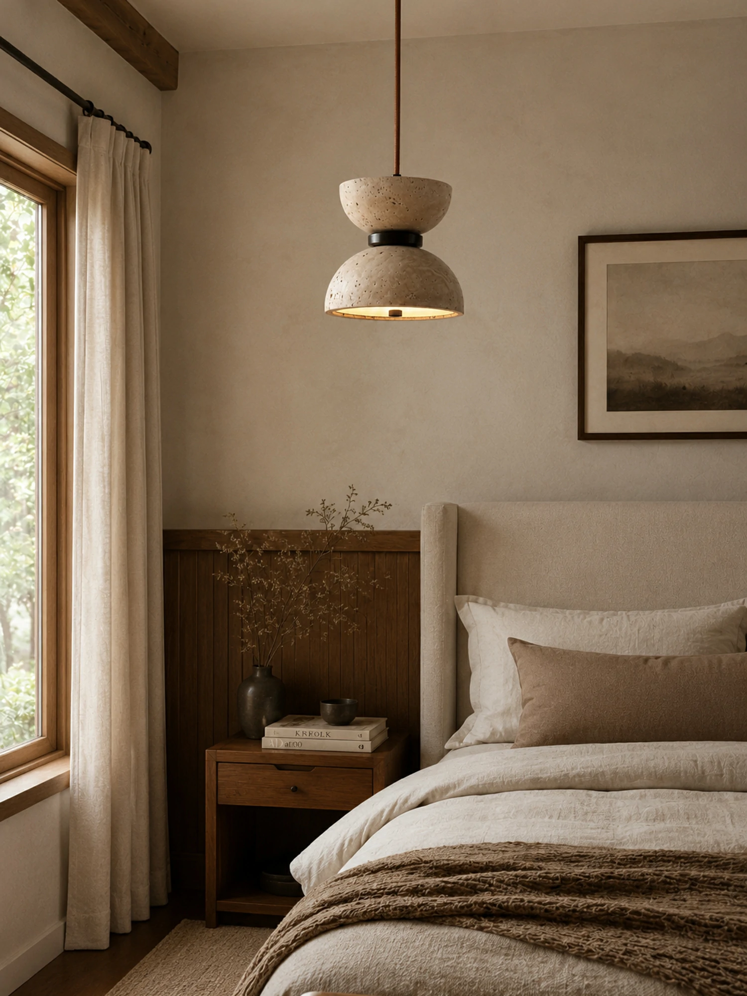 Hourglass Travertine Pendant Lamp - Image 5