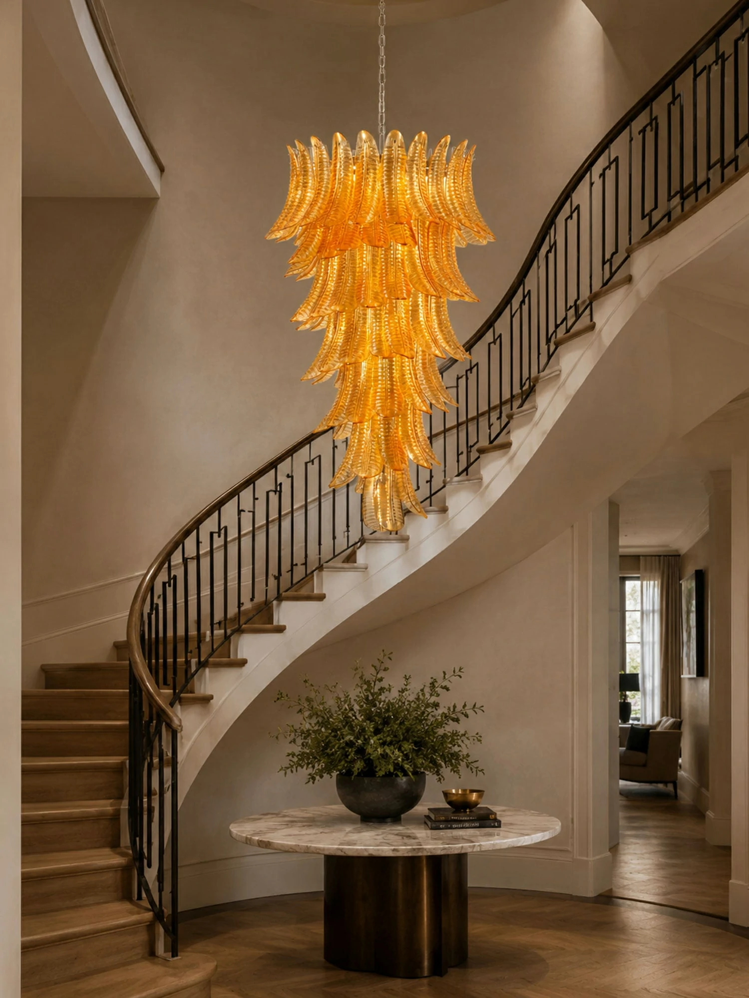 Amber Leaf Cascade Chandelier - Image 5