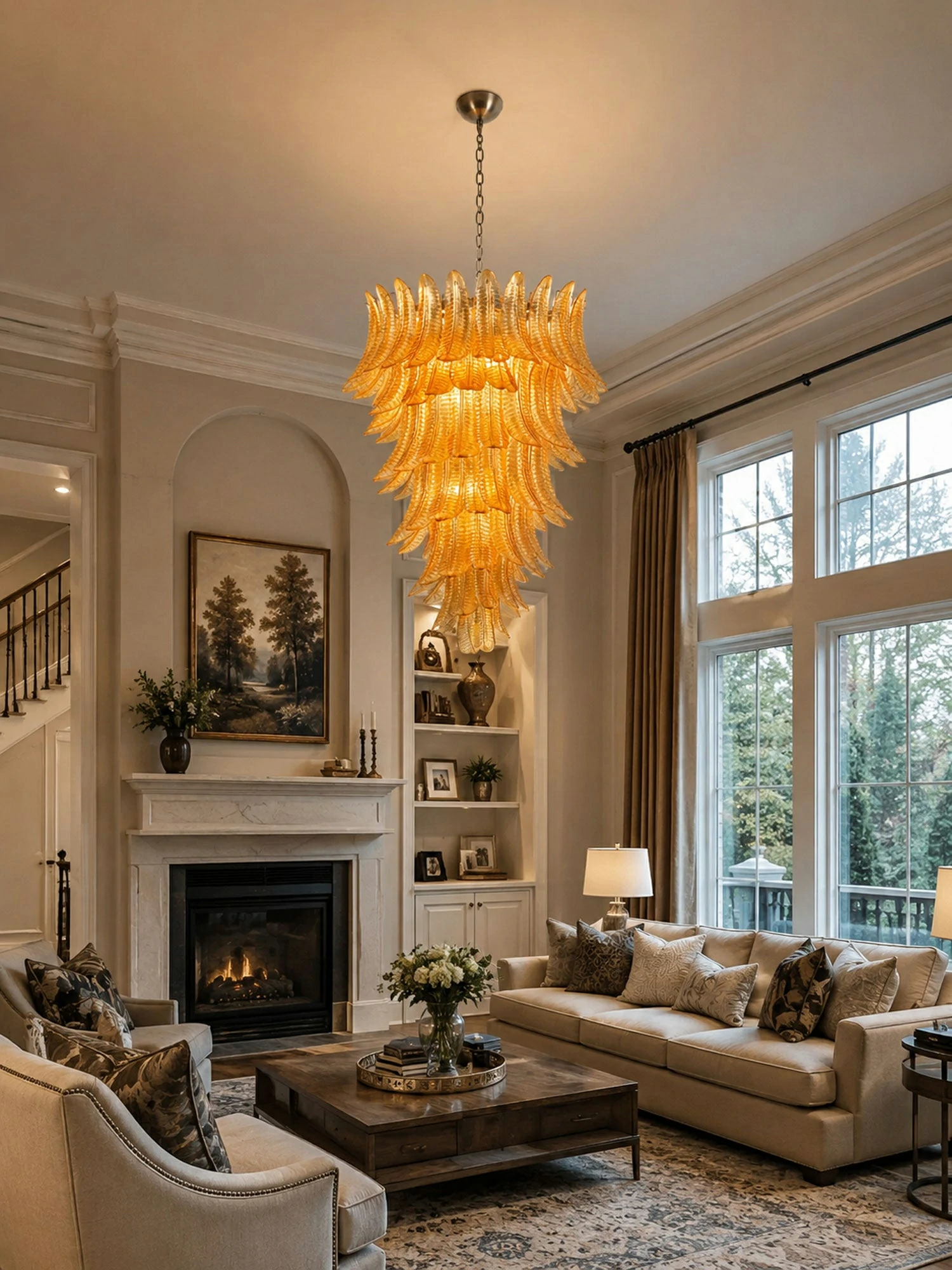 Amber Leaf Cascade Chandelier - Image 2