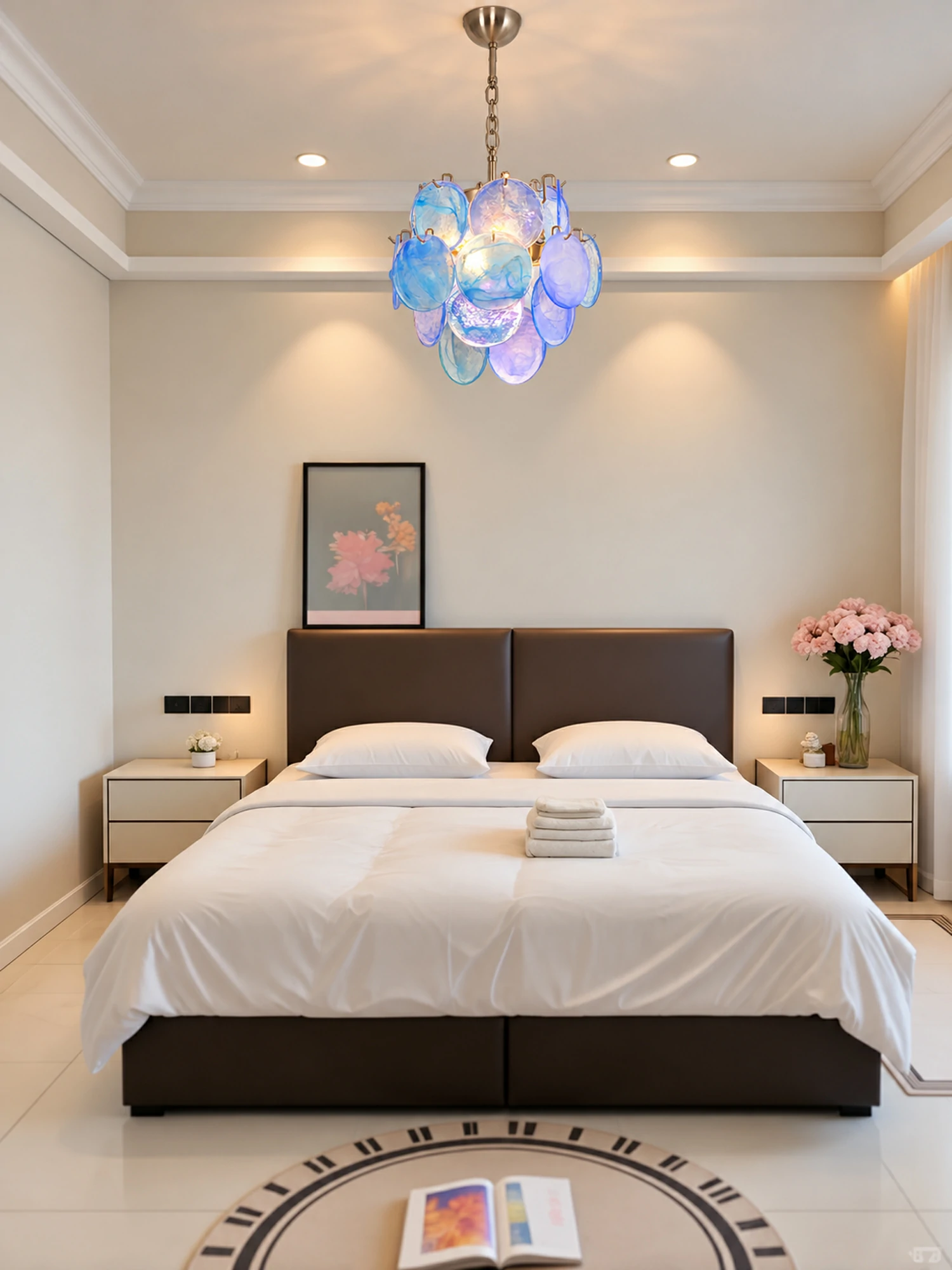 Aqua Blue Glass Chandelier - Image 6