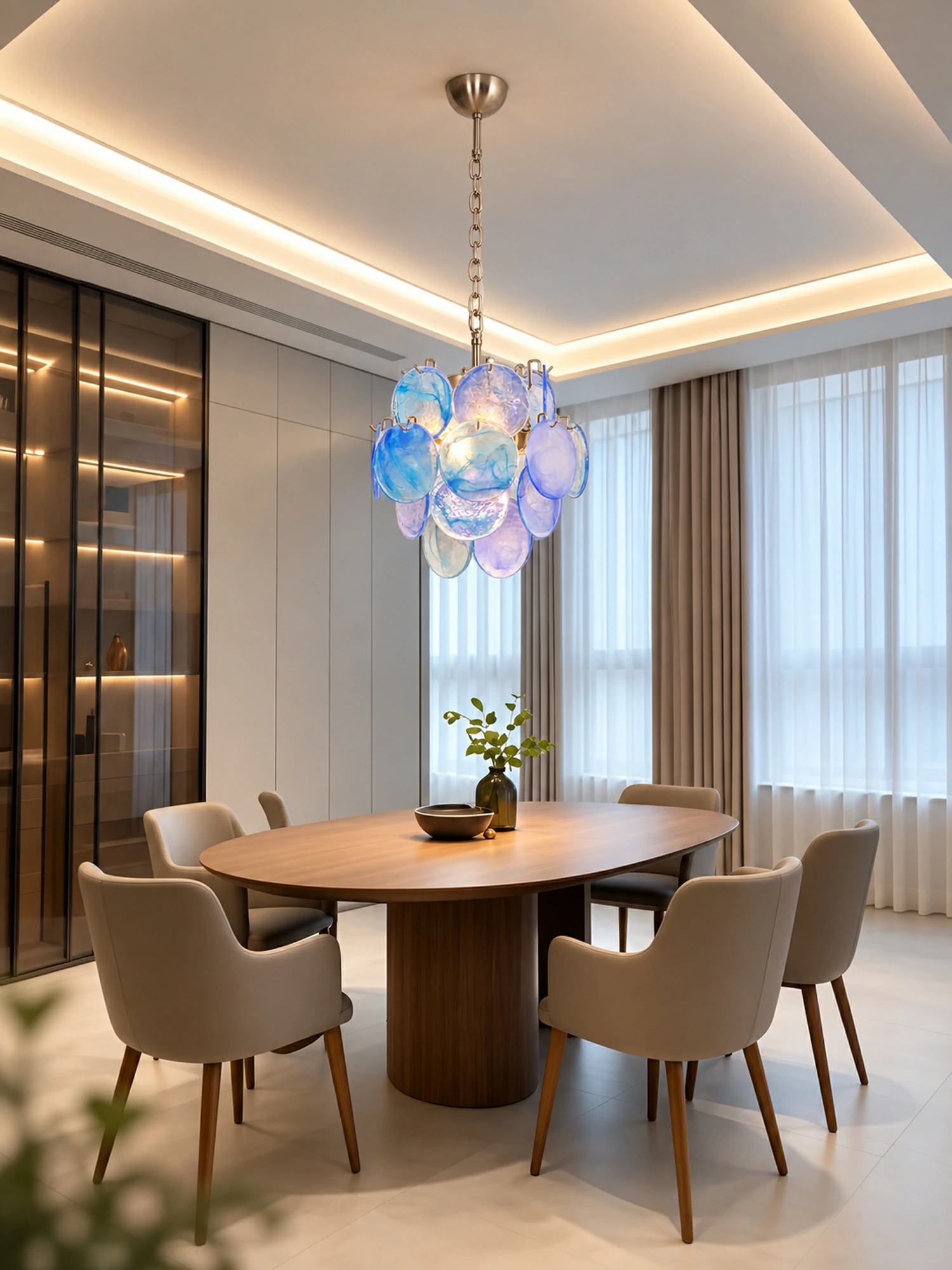Aqua Blue Glass Chandelier - Image 7