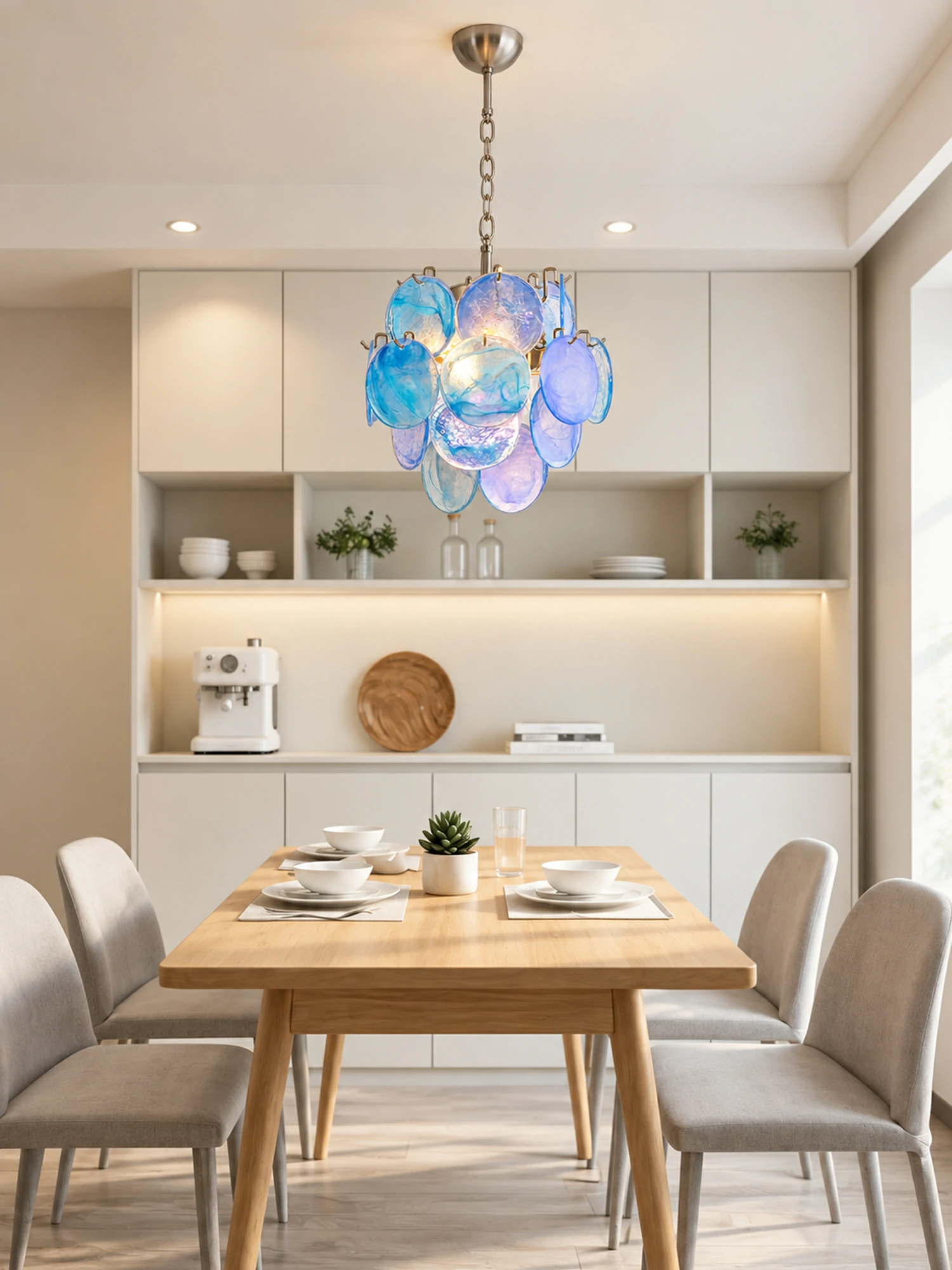 Aqua Blue Glass Chandelier - Image 9