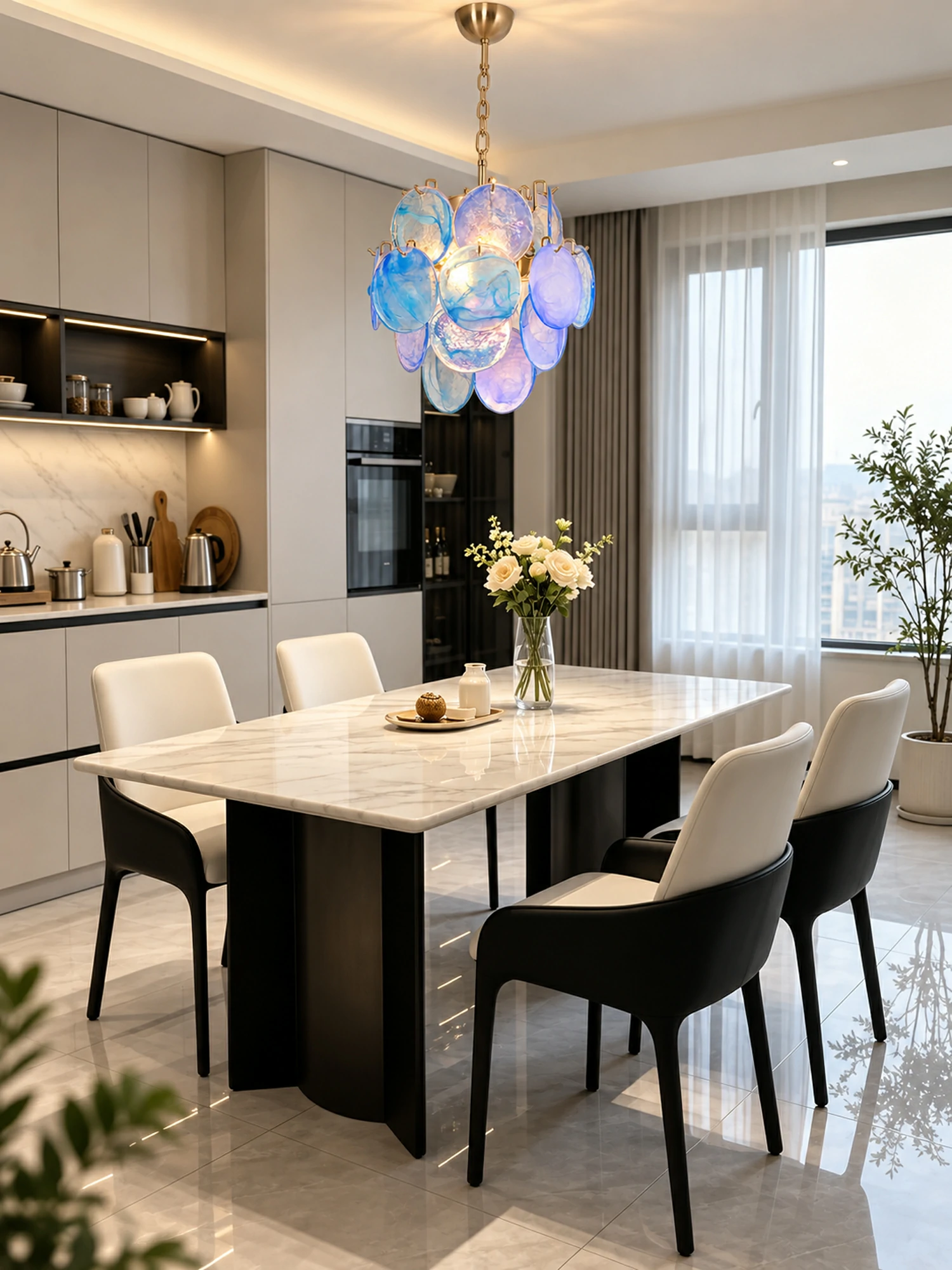 Aqua Blue Glass Chandelier - Image 10