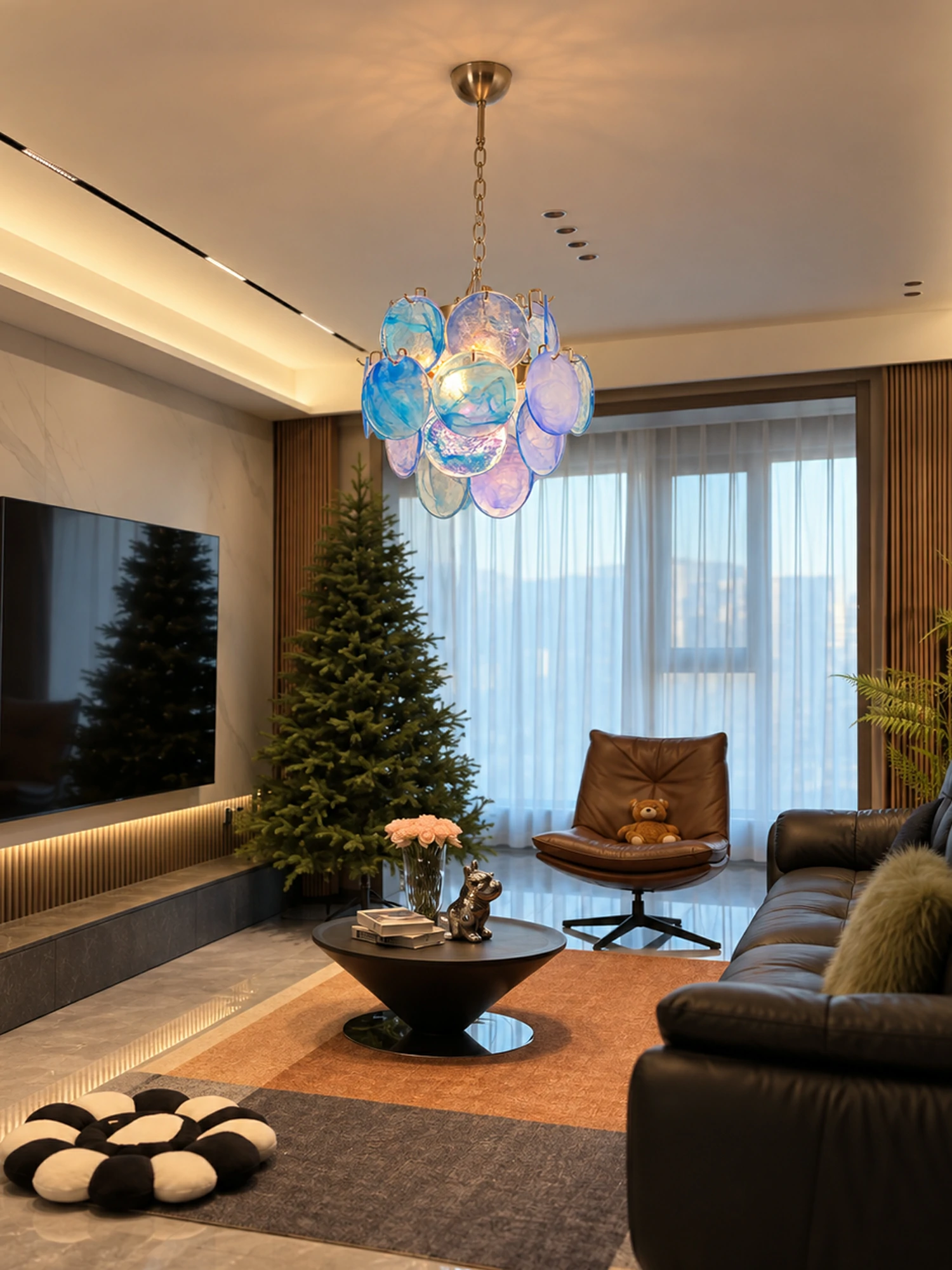 Aqua Blue Glass Chandelier - Image 12