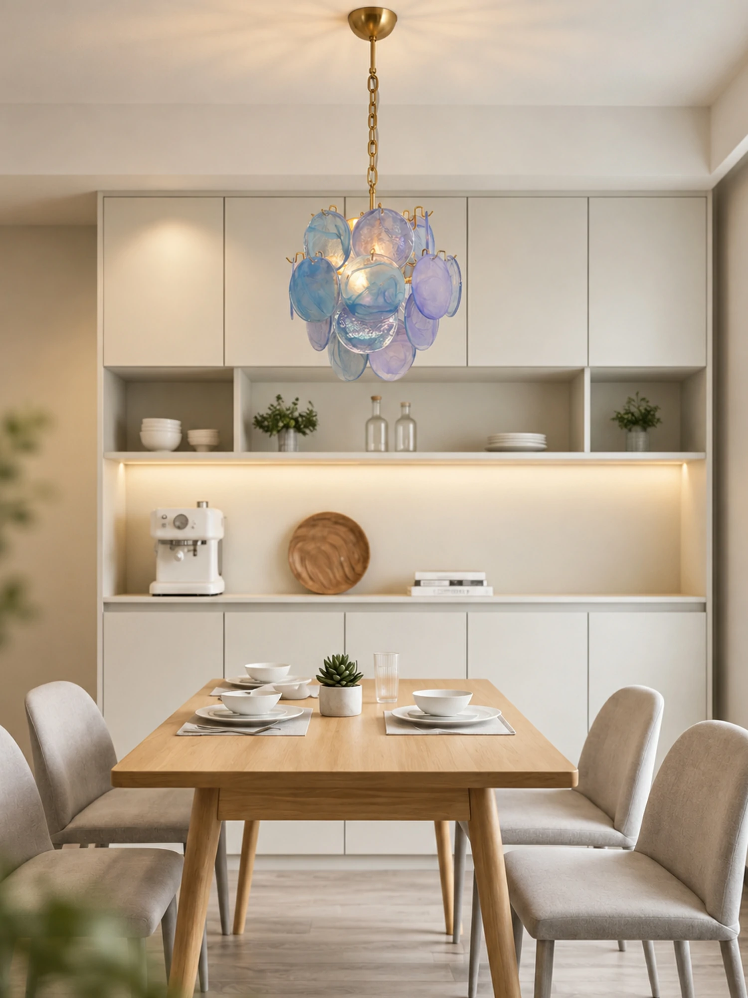 Aqua Blue Glass Chandelier - Image 13