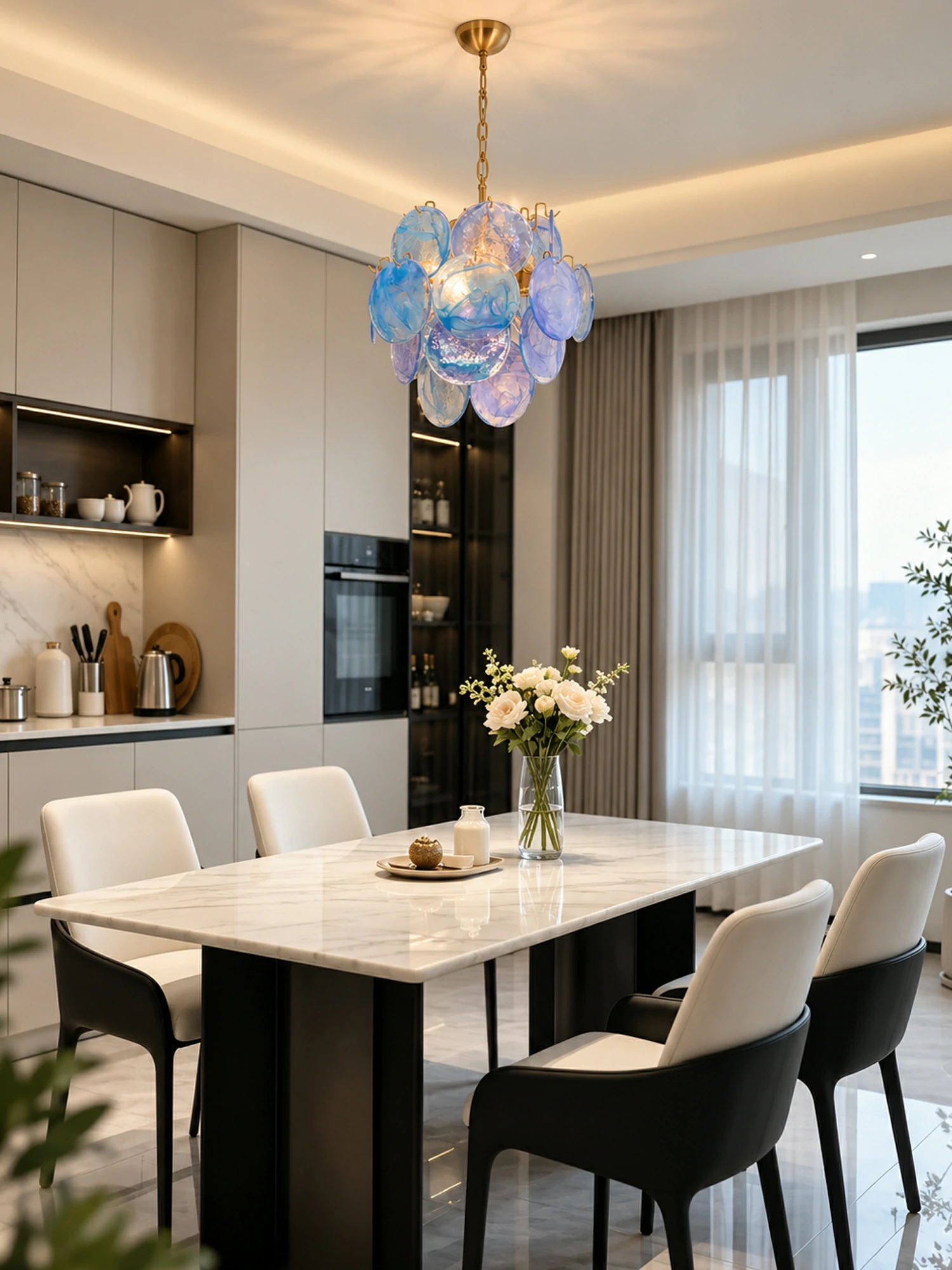 Aqua Blue Glass Chandelier - Image 15