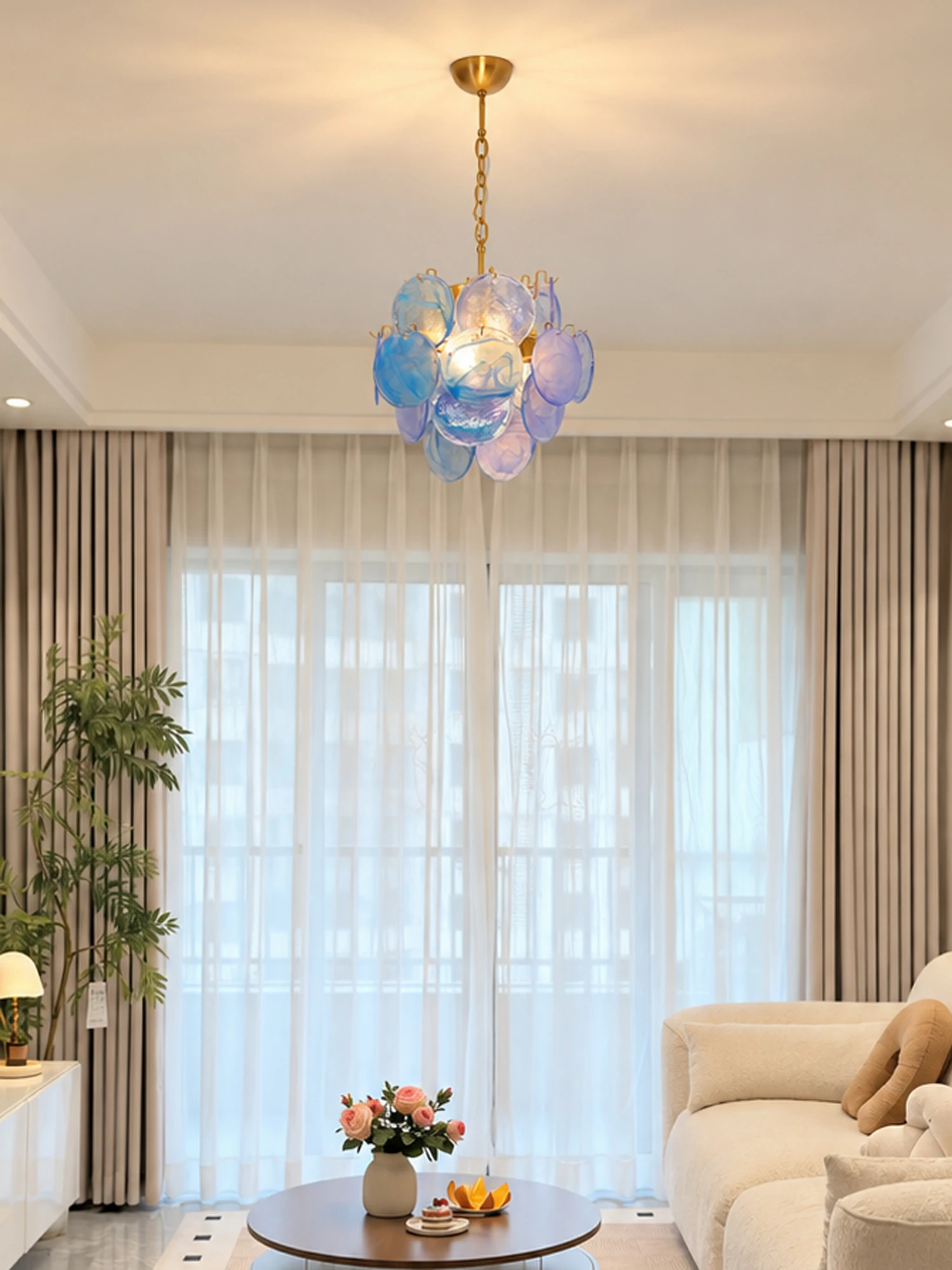 Aqua Blue Glass Chandelier - Image 16