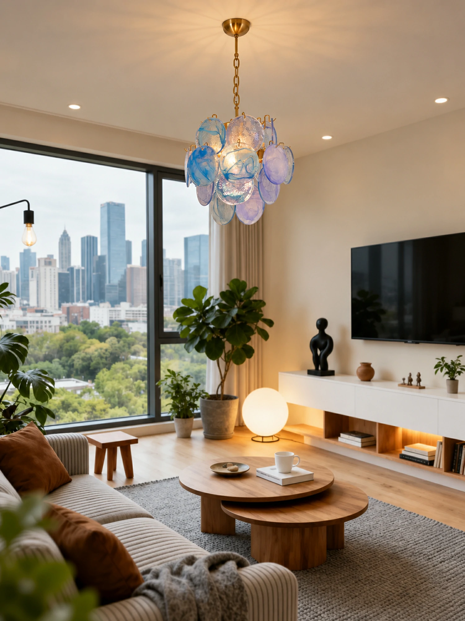 Aqua Blue Glass Chandelier - Image 19