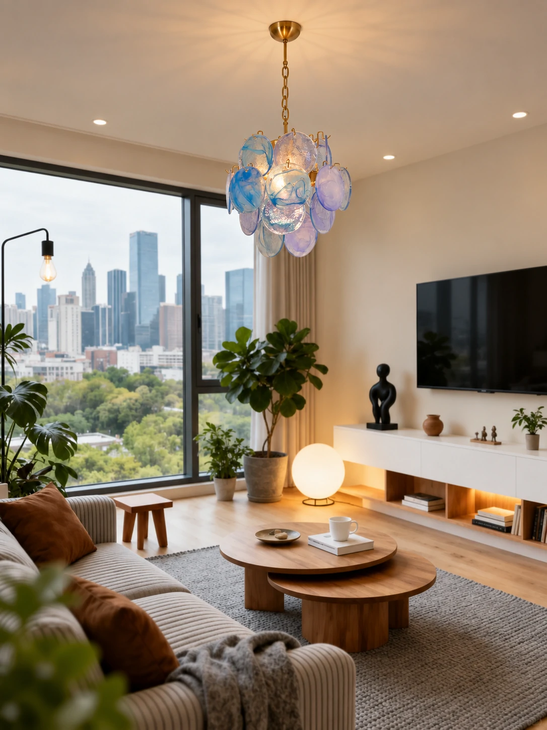 Aqua Blue Glass Chandelier - Image 22