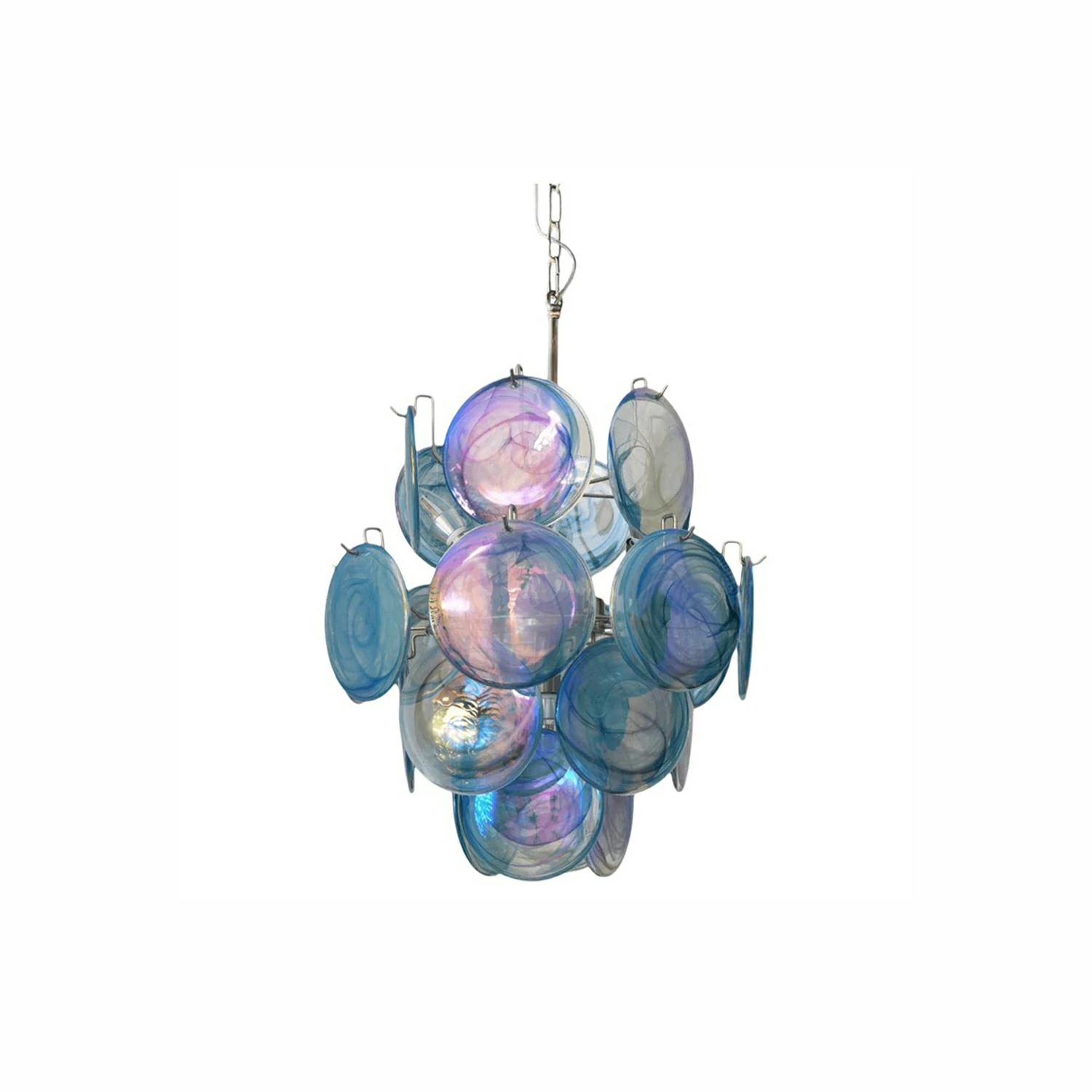 Blue Disc Glass Chandelier