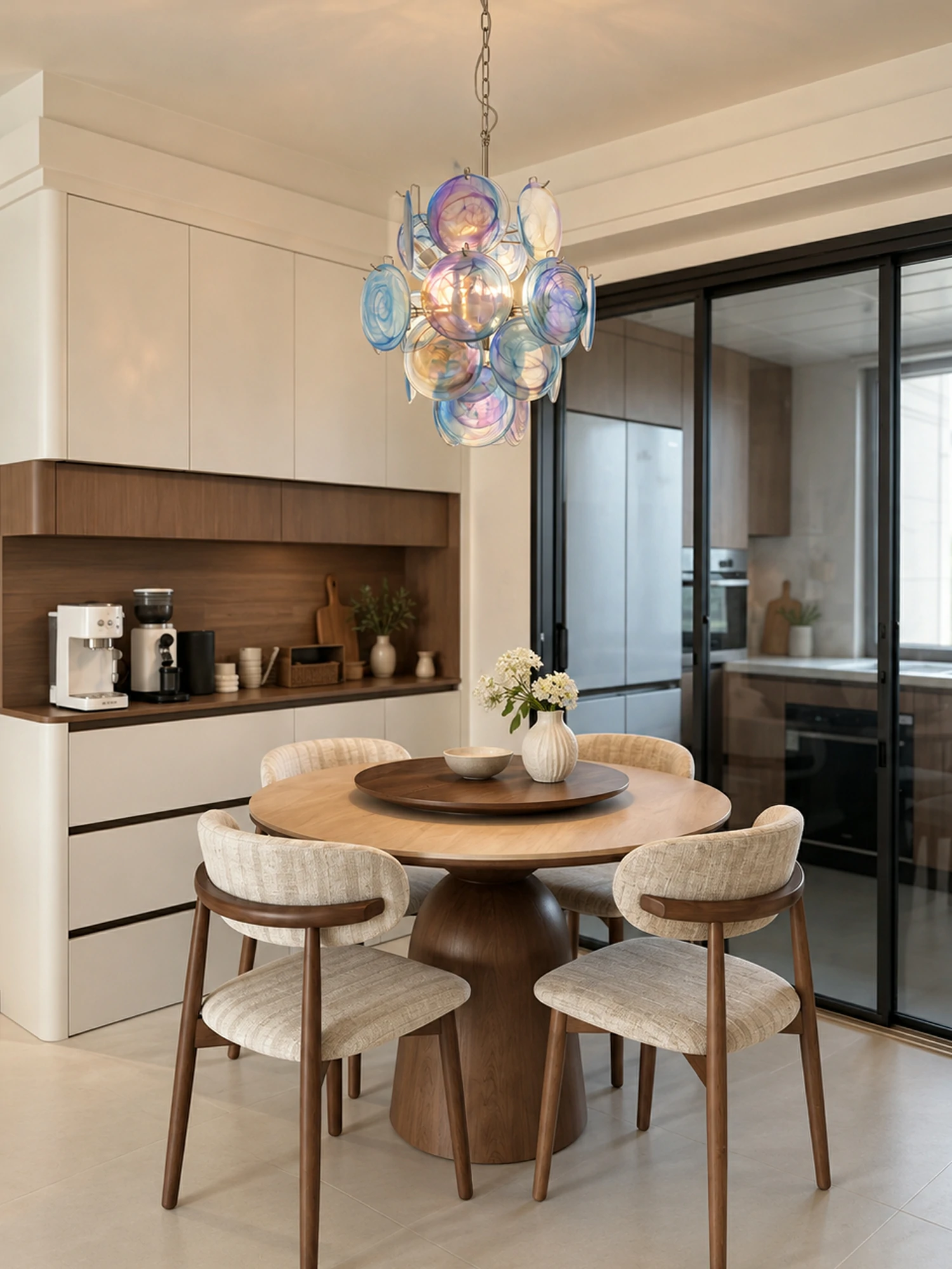 Blue Disc Glass Chandelier - Image 3