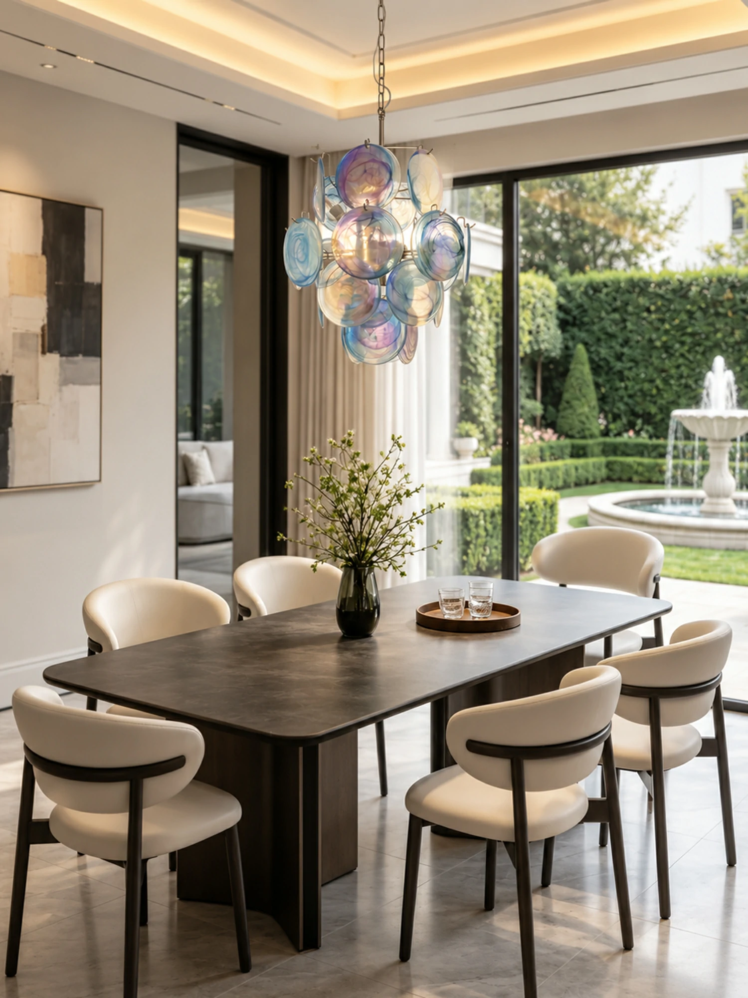 Blue Disc Glass Chandelier - Image 5