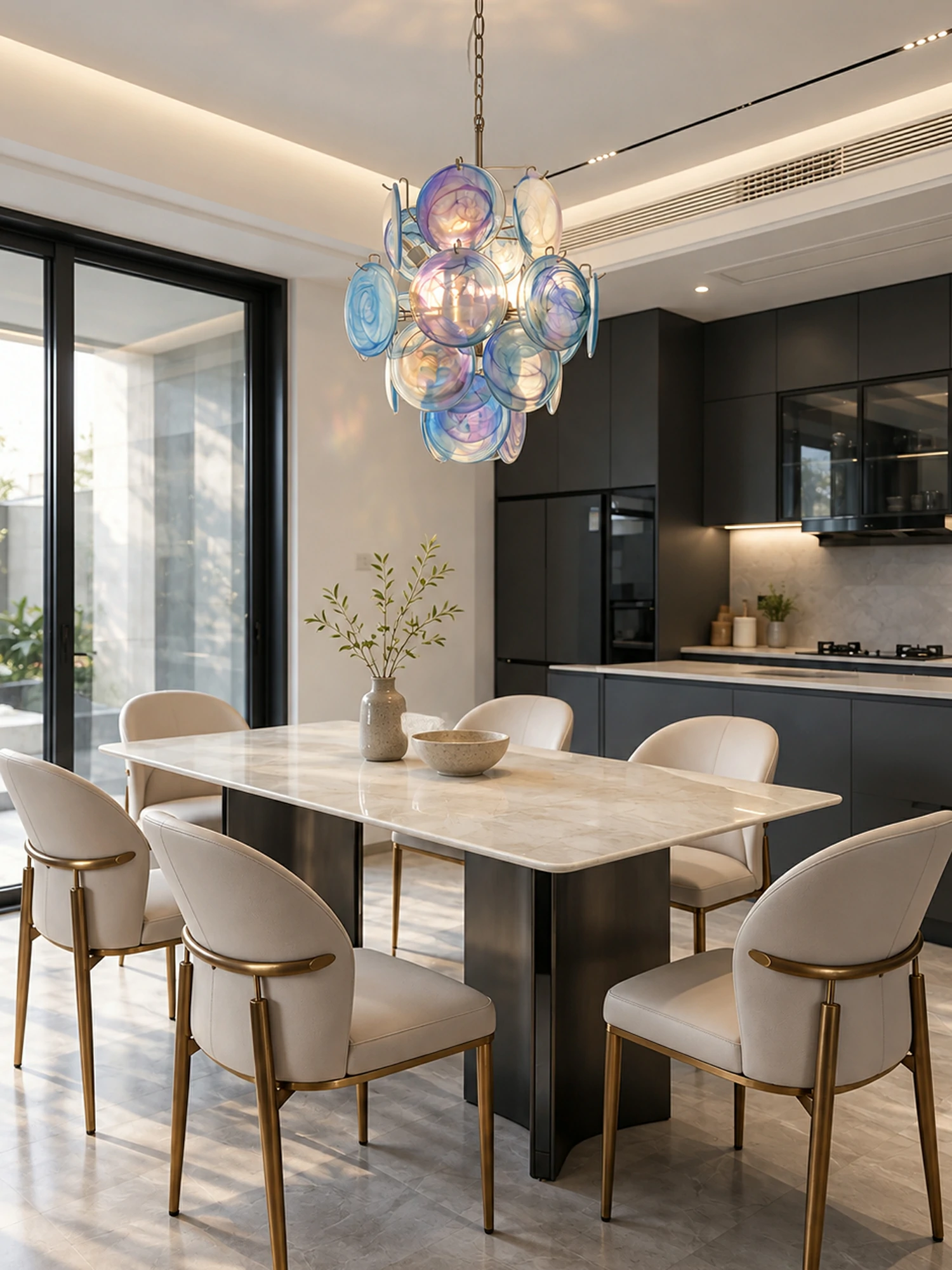 Blue Disc Glass Chandelier - Image 6