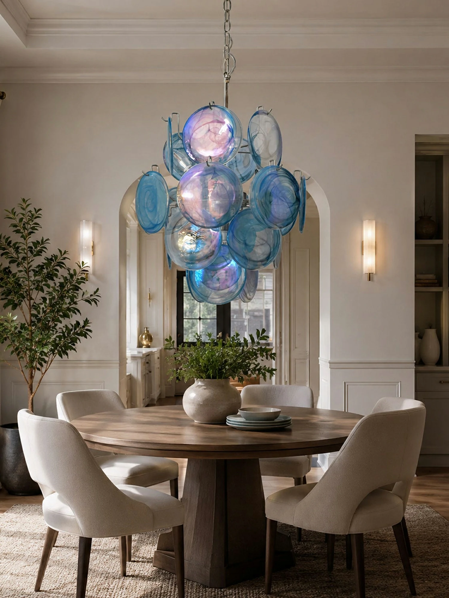 Blue Disc Glass Chandelier - Image 7