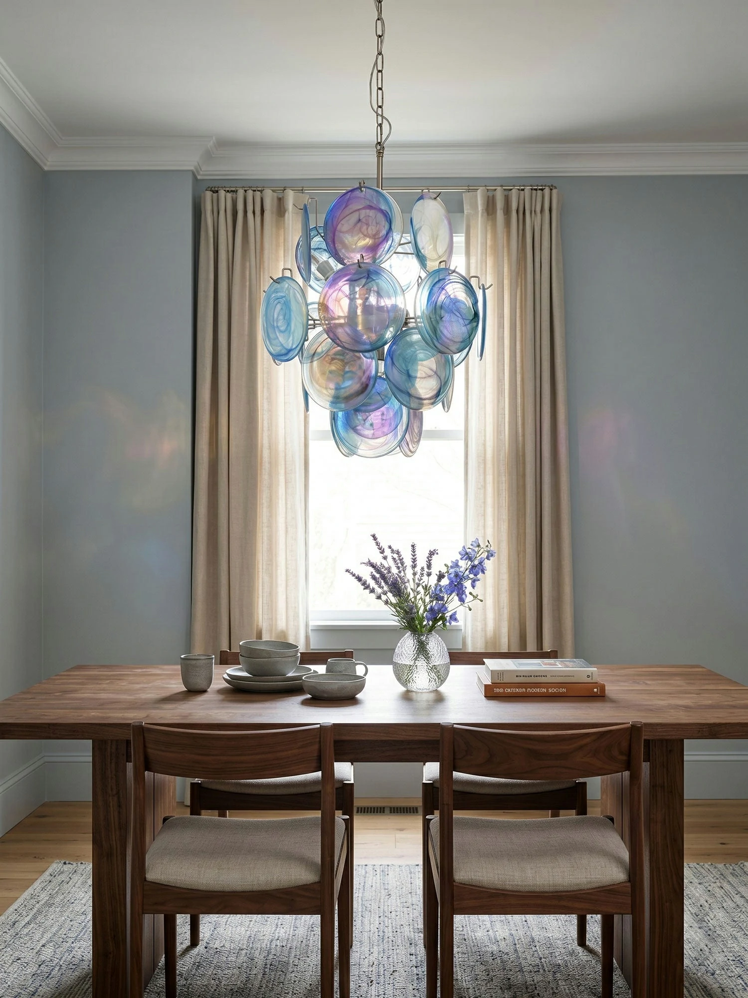 Blue Disc Glass Chandelier - Image 8