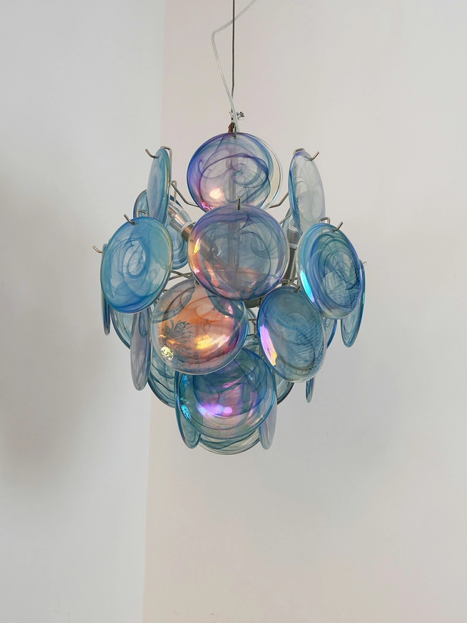 Blue Disc Glass Chandelier - Image 9