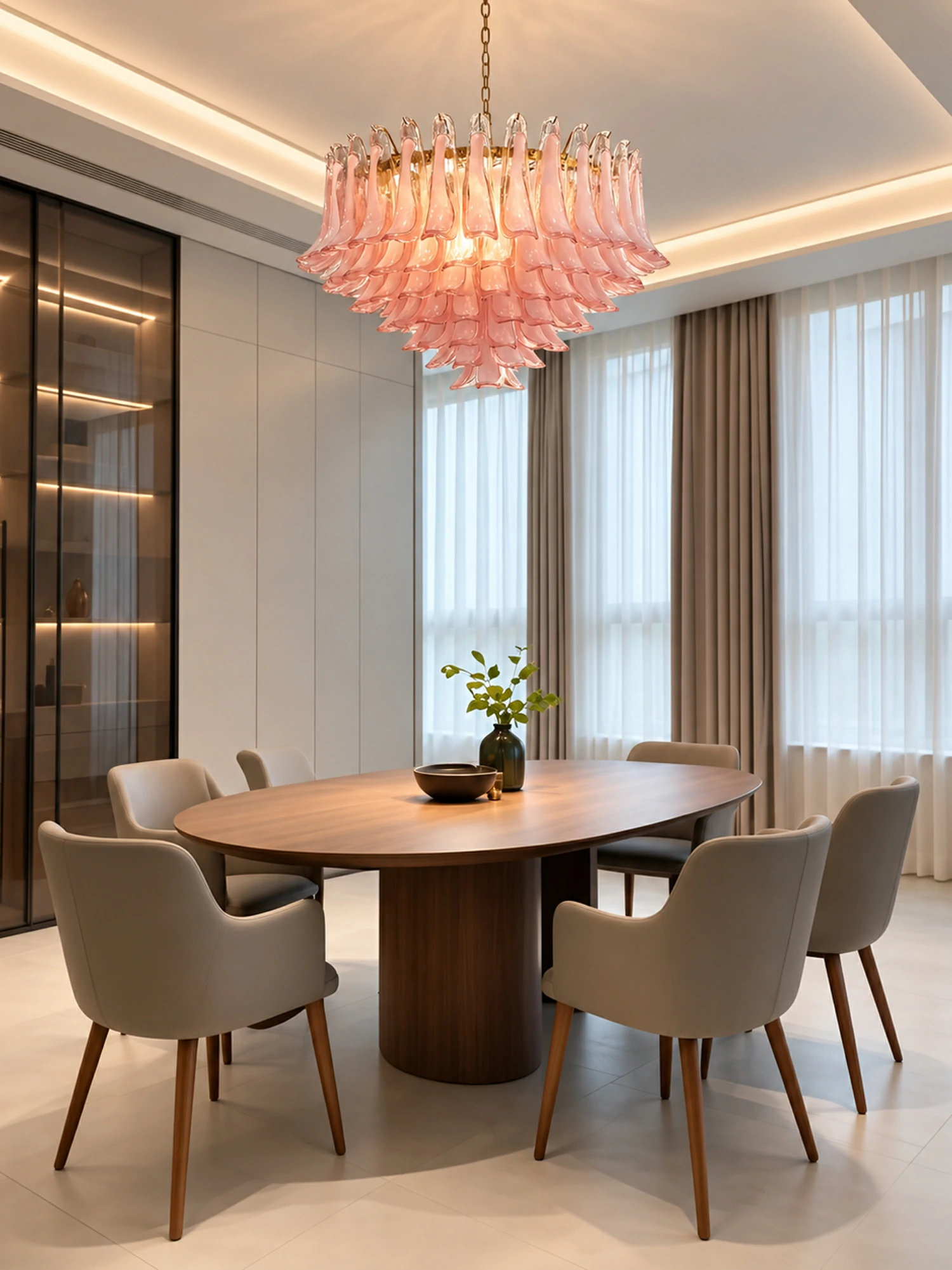 Blush Pink Glass Chandelier - Image 6