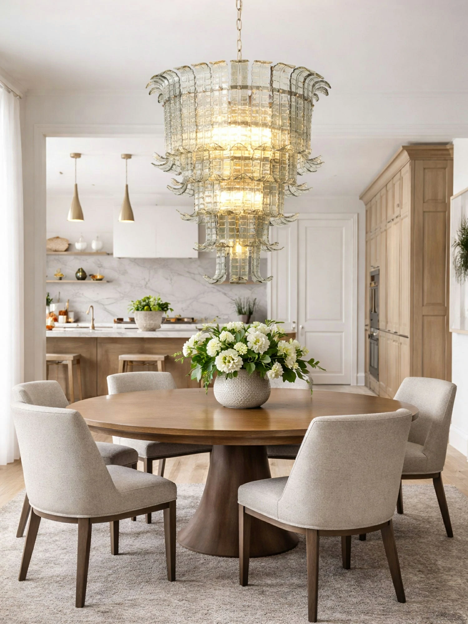Cascade Glass Green Chandelier - Image 2