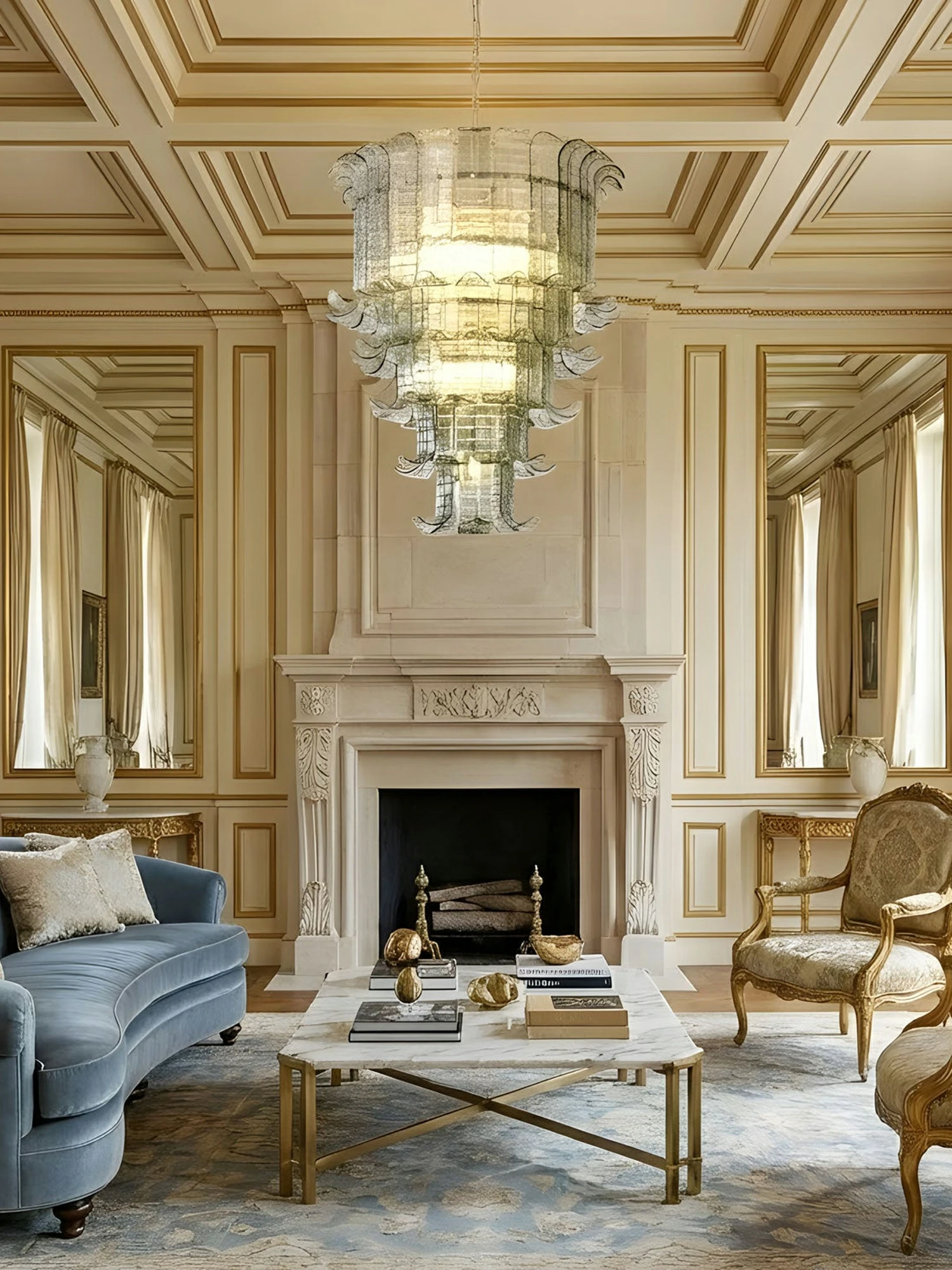 Cascade Glass Green Chandelier - Image 4