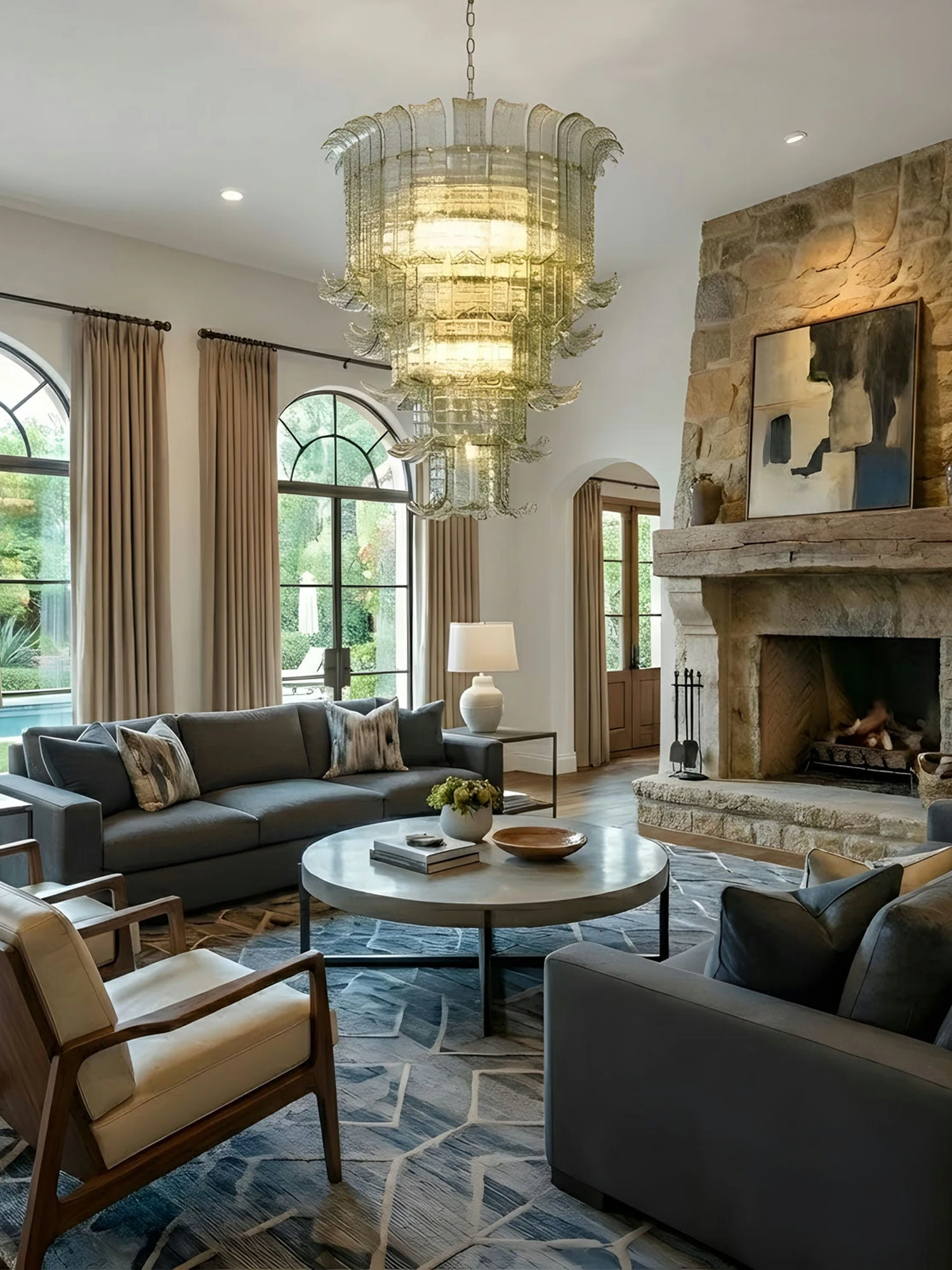 Cascade Glass Green Chandelier - Image 6