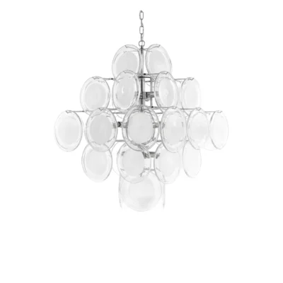 Disc White Glass Chandelier