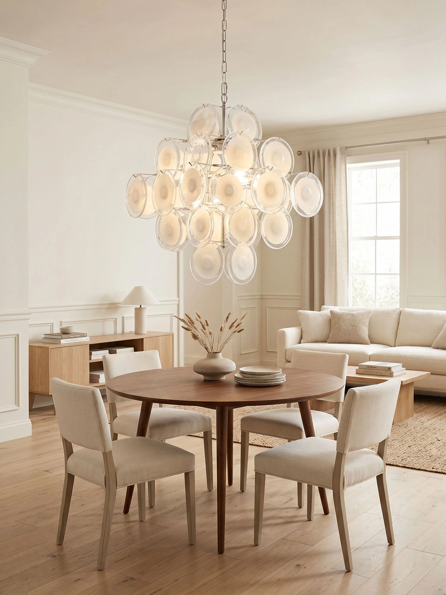 Disc White Glass Chandelier - Image 5