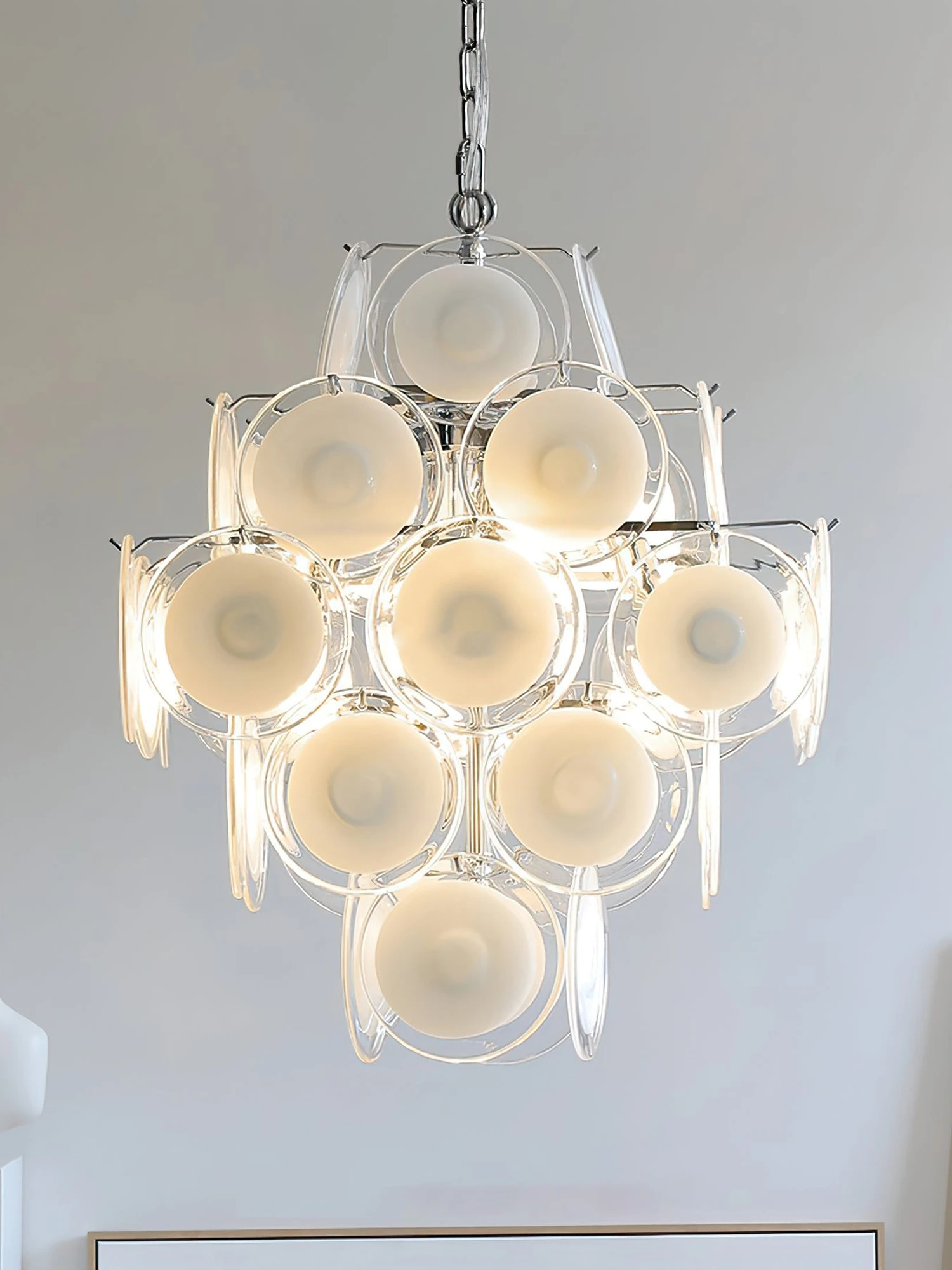 Disc White Glass Chandelier - Image 14