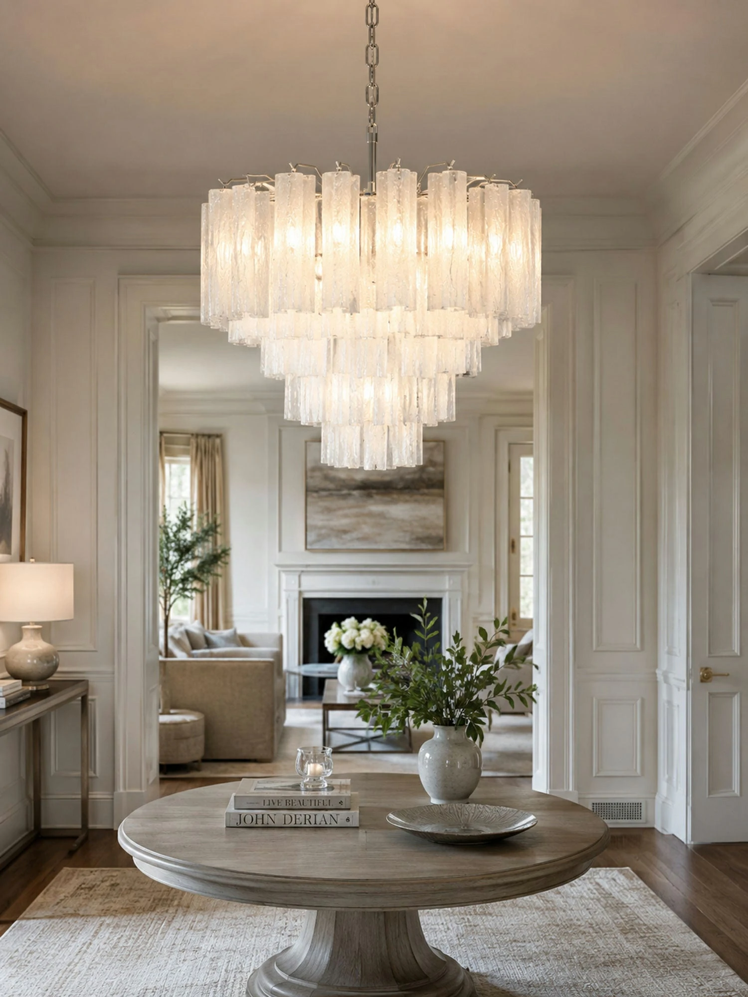 Frosted Glass Cascade Chandelier - Image 3
