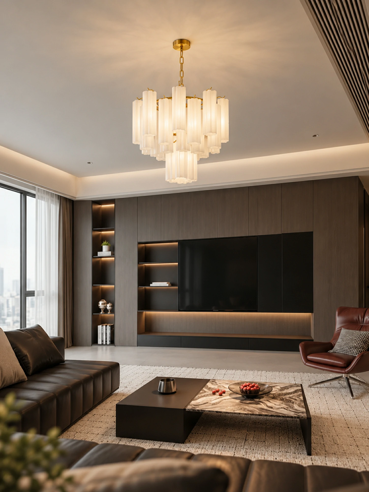 Frosted Glass Tubes Chandelier - Image 7