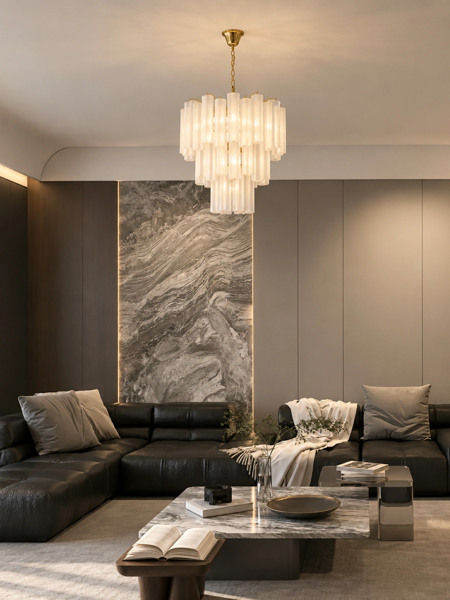 Frosted Glass Tubes Chandelier - Image 11